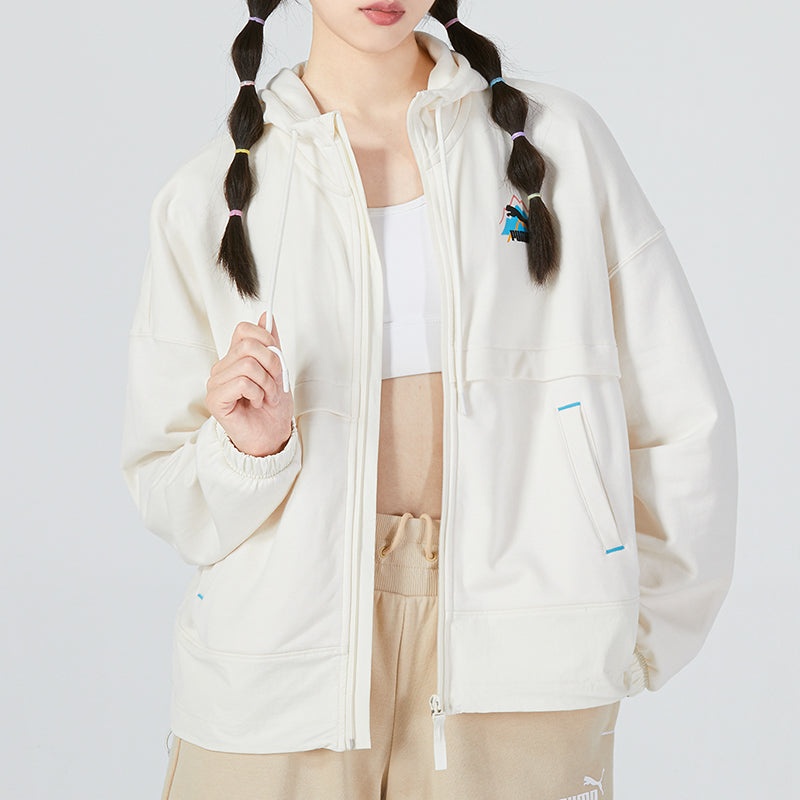 (WMNS) PUMA Logo V neck Sweatshirt 'White' 537524-65 - 3
