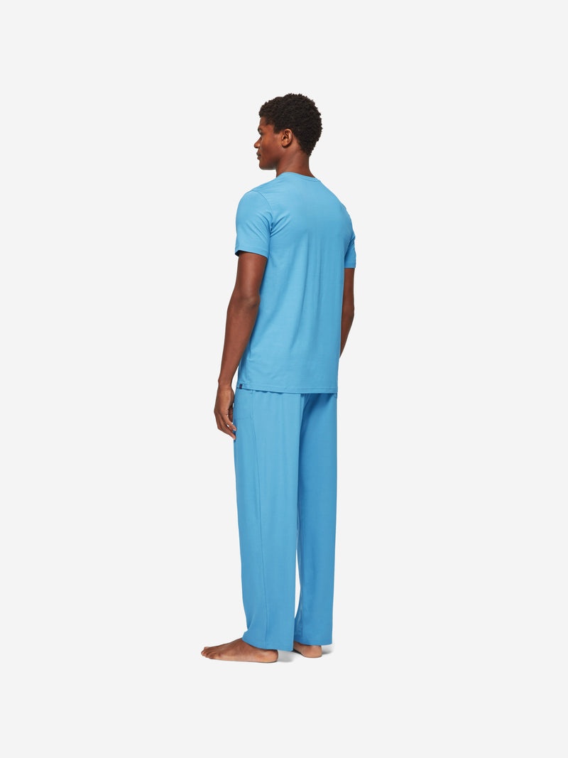 Men's V-Neck T-Shirt Basel Micro Modal Stretch Harbour Blue - 5