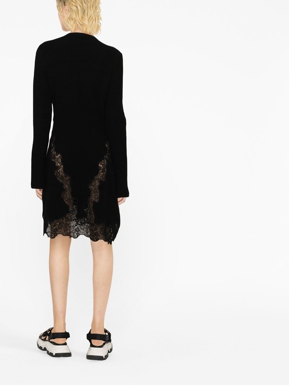 lace-panel knitted mini dress - 4