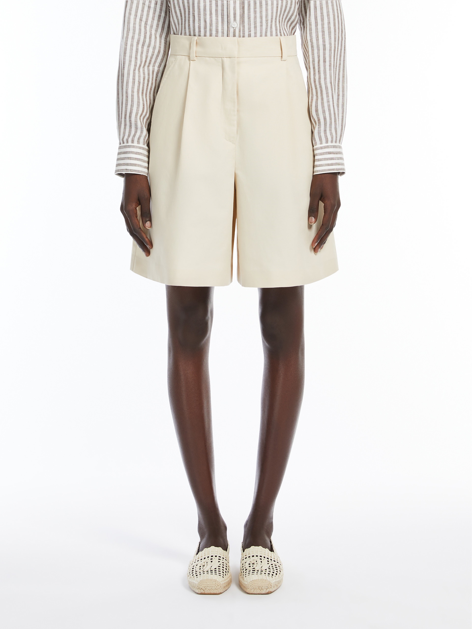 ECUBA Cotton and linen flared Bermuda shorts - 3