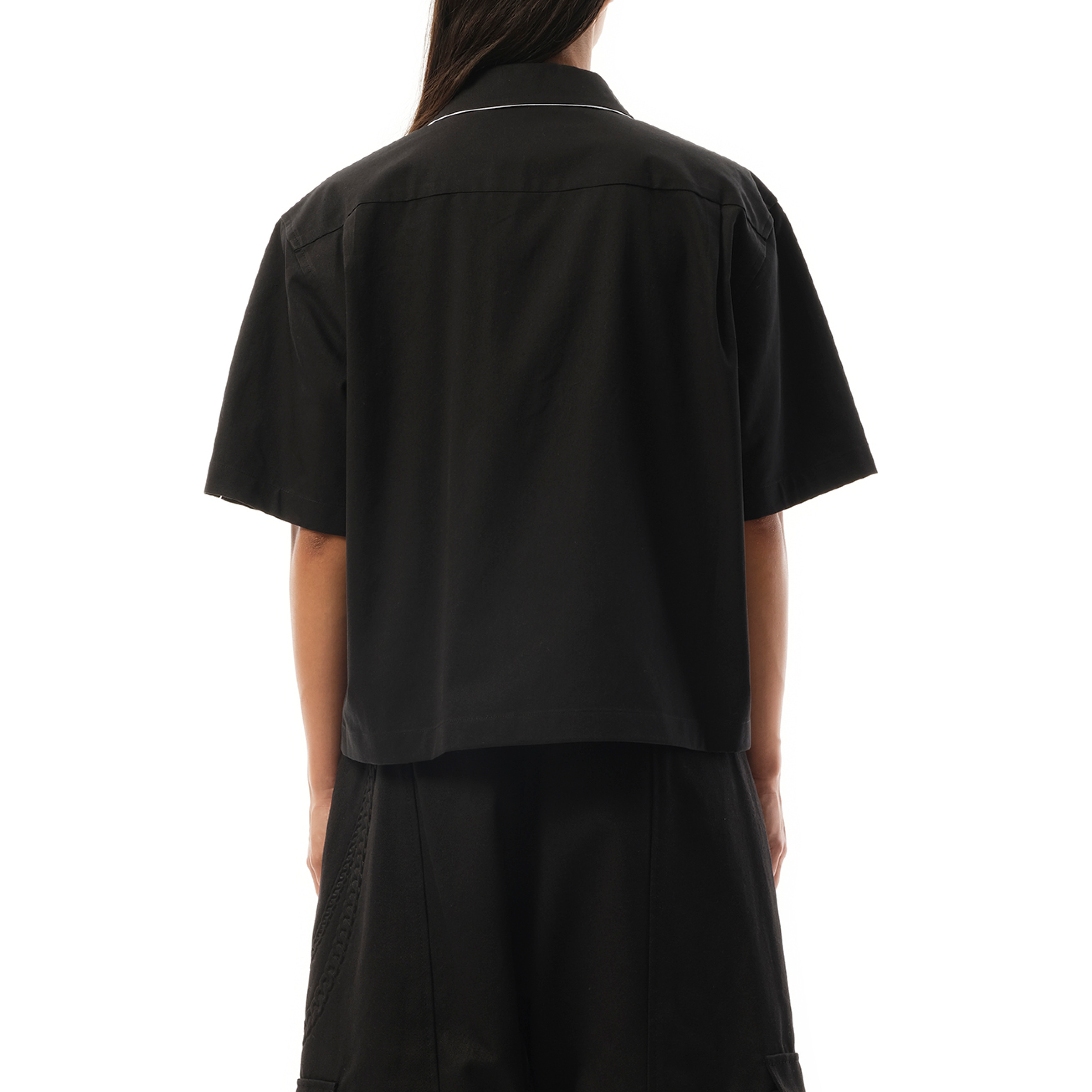 Short-Sleeved Convertible Shirt in Black - 6