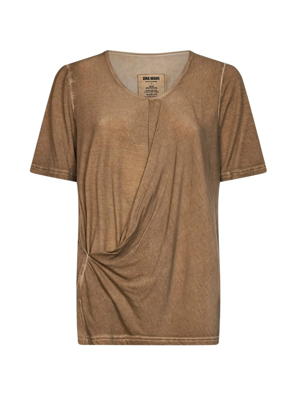 asymmetric draped T-shirt - 1