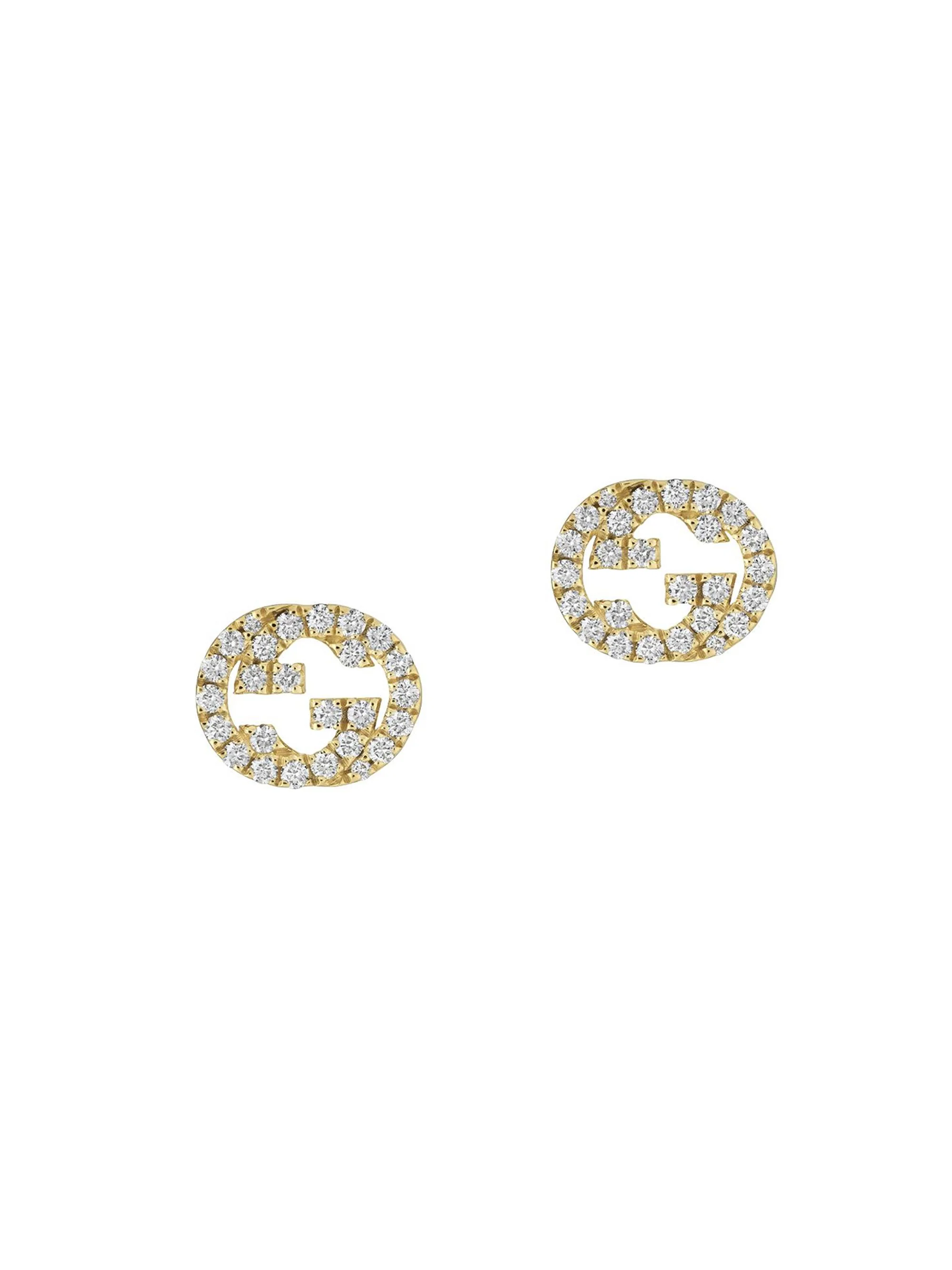 Interlocked G 18ct yellow gold and 0.38ct diamond stud earrings - 1