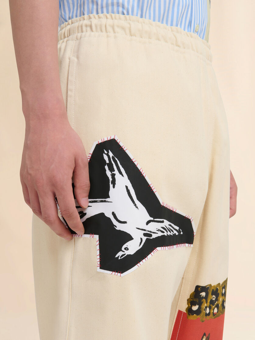 CREAM ORGANIC BULL DENIM TROUSERS - 4