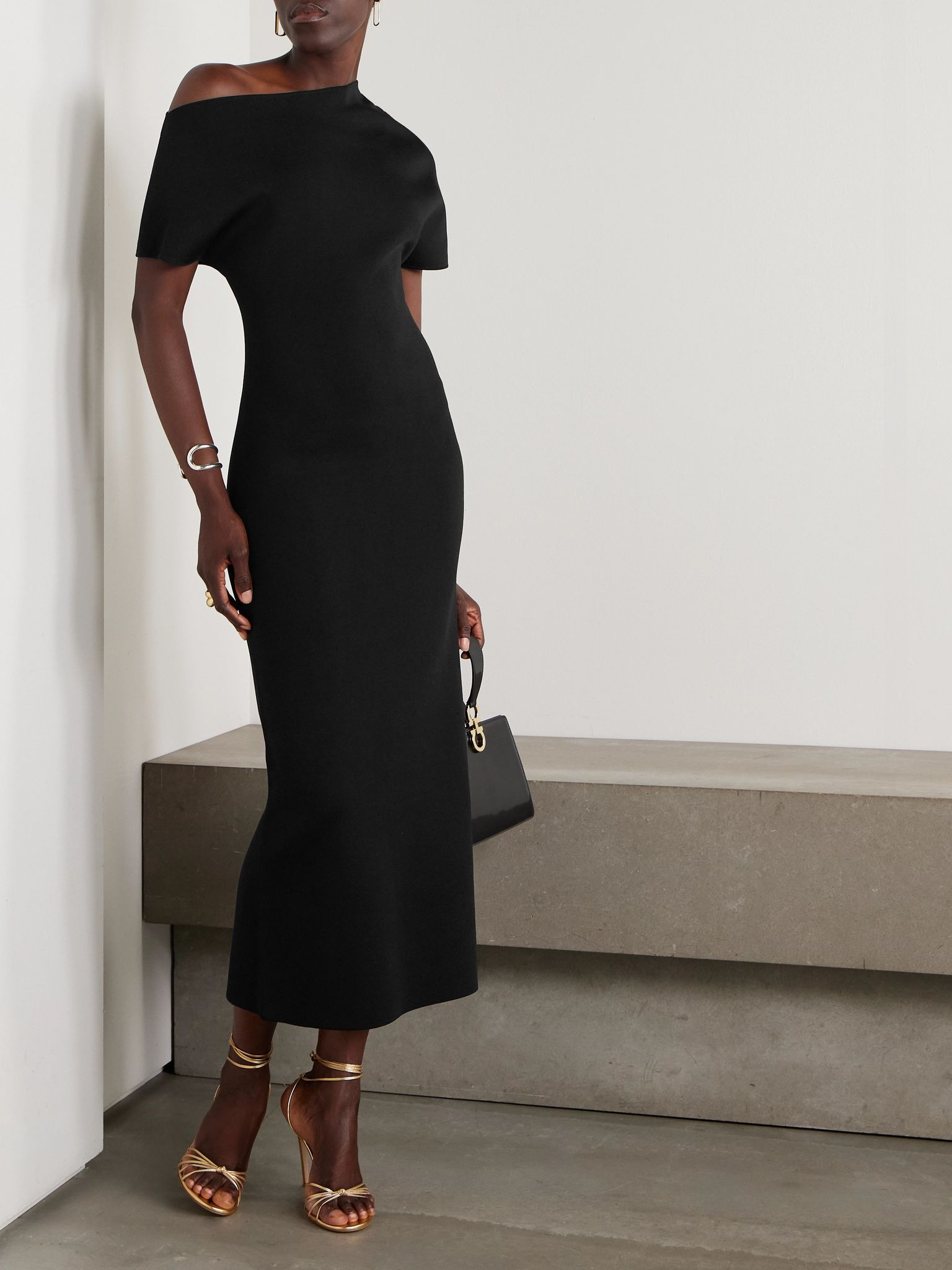 Asymmetric jersey dress Black - 2