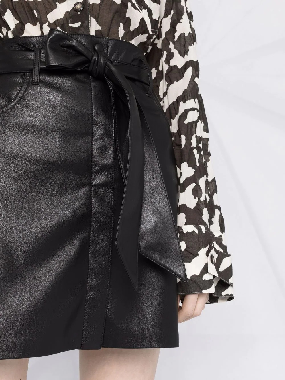 A-line belted mini skirt - 3