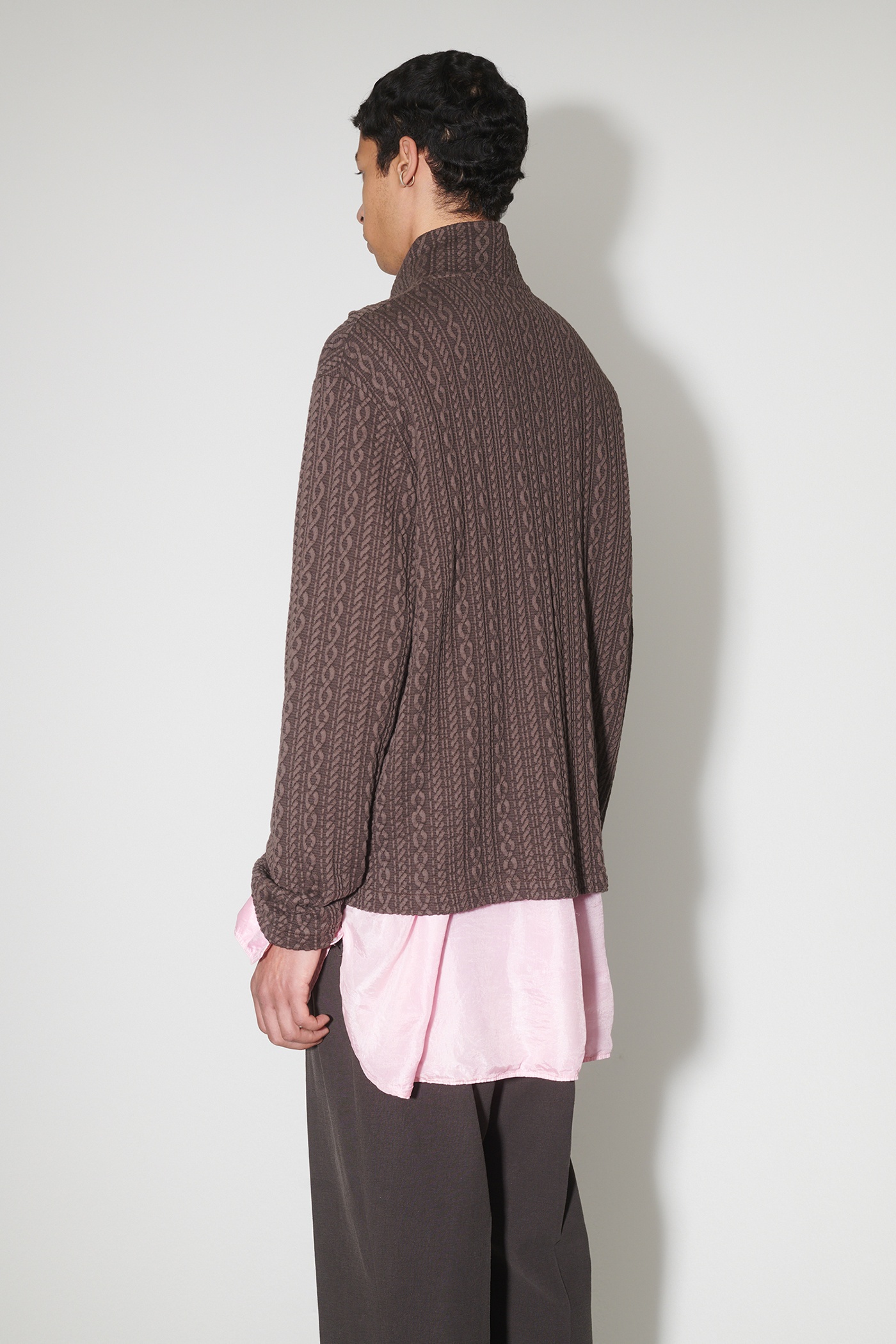 Shrunken Fullzip Polo Indulgent Choco Cable Jacquard - 4