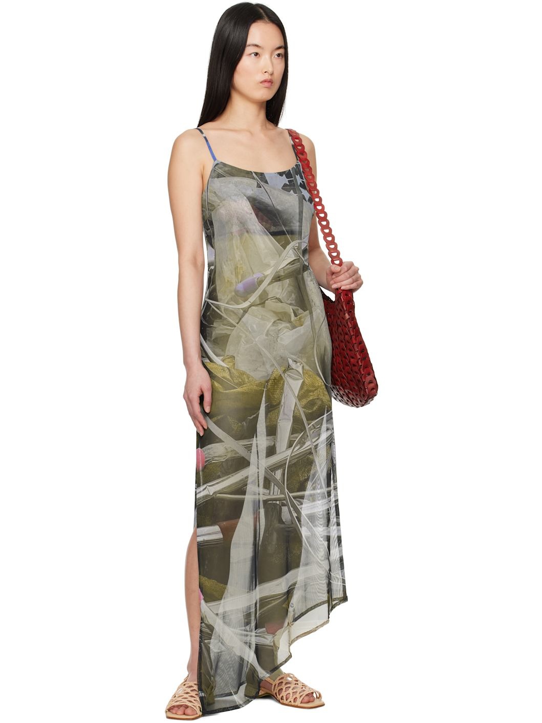 Multicolor Scrap Yard Mesh Slip Maxi Dress - 4