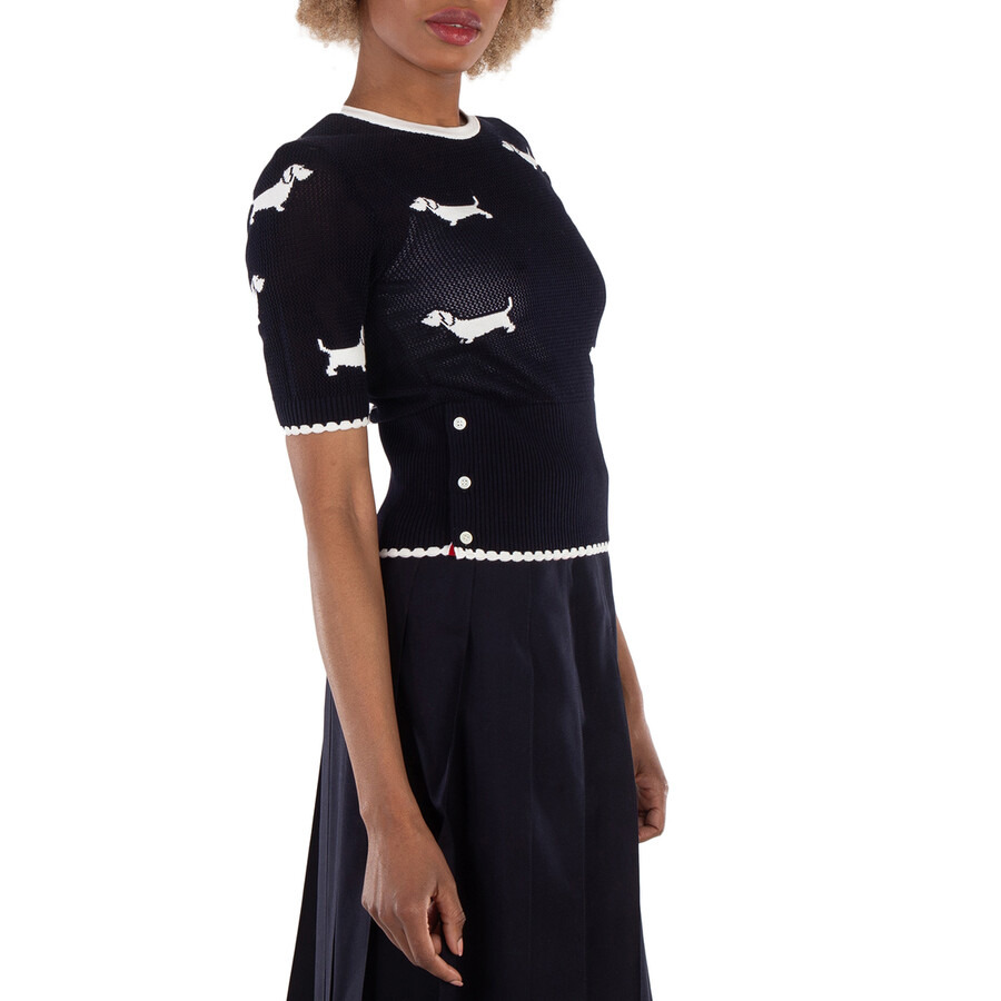 Thom Browne Cotton Pointelle Intarsia Hector Knit Top - 1