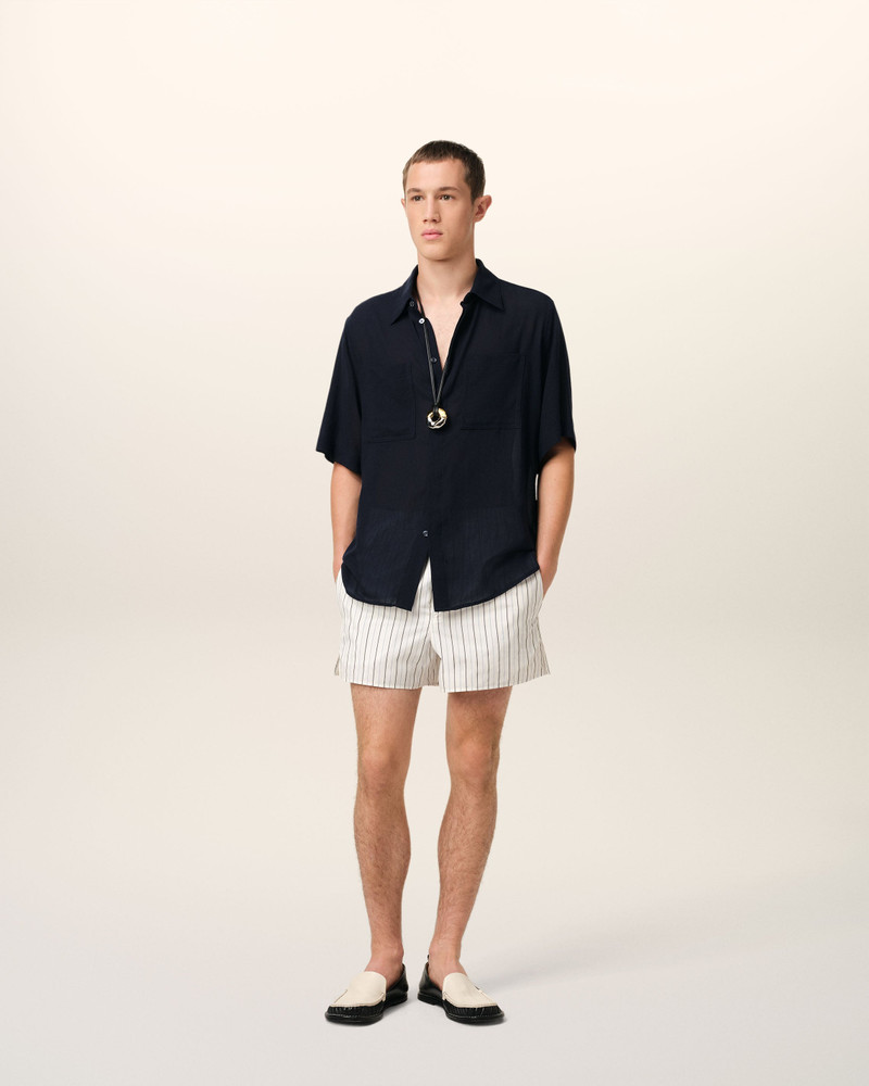 NAVY COTTON SHORT SLEEVE SHIRT - 1