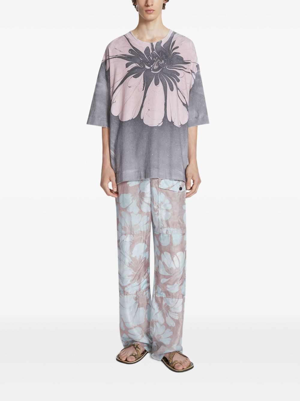 flower-print oversized t-shirt - 2