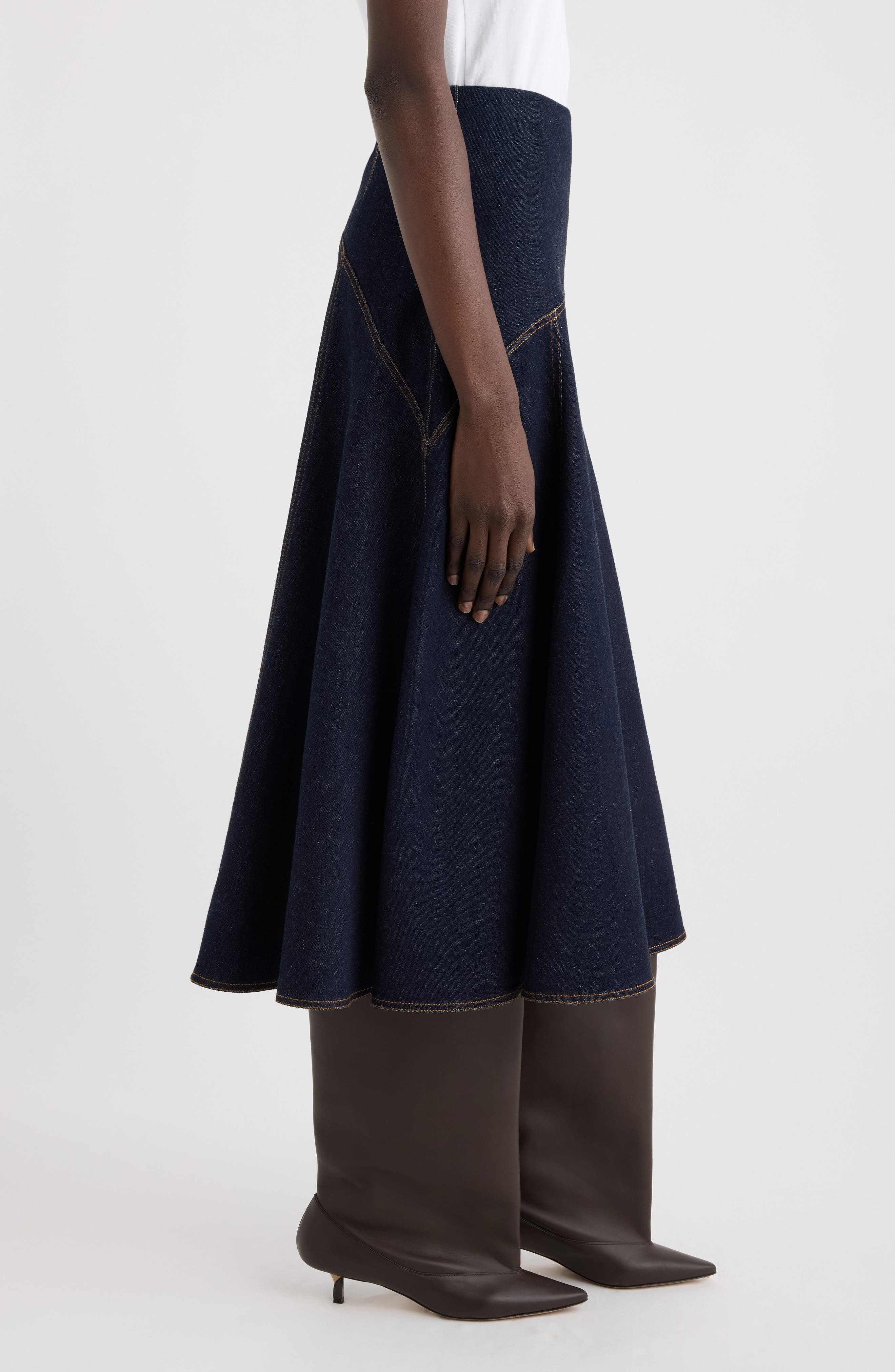 Jacquemus La Jupe Triangle de-Nîmes A-Line Denim Midi Skirt in Dark Navy at Nordstrom - 4