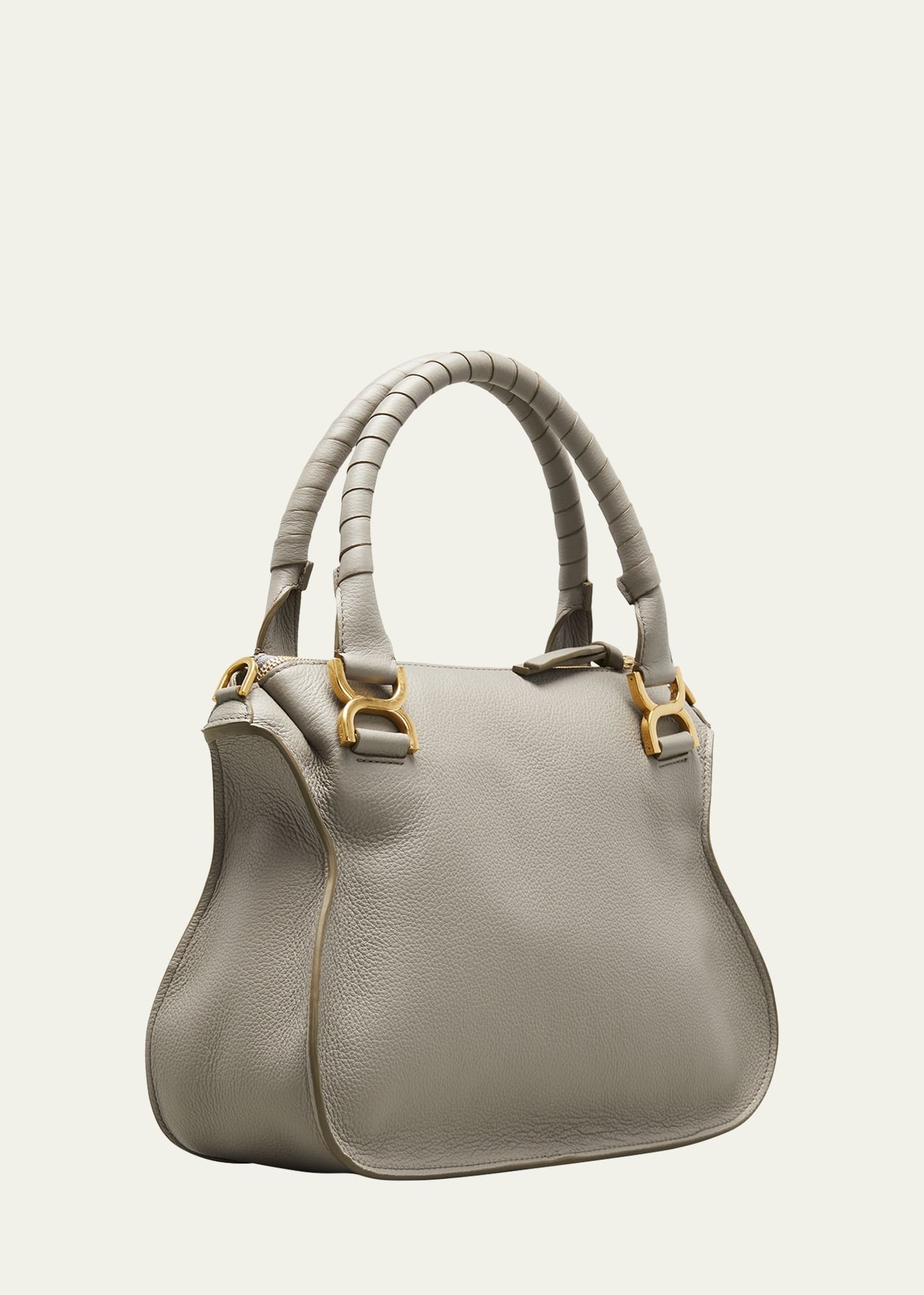Marcie Medium Double Carry Satchel Bag in Grained Leather - 3