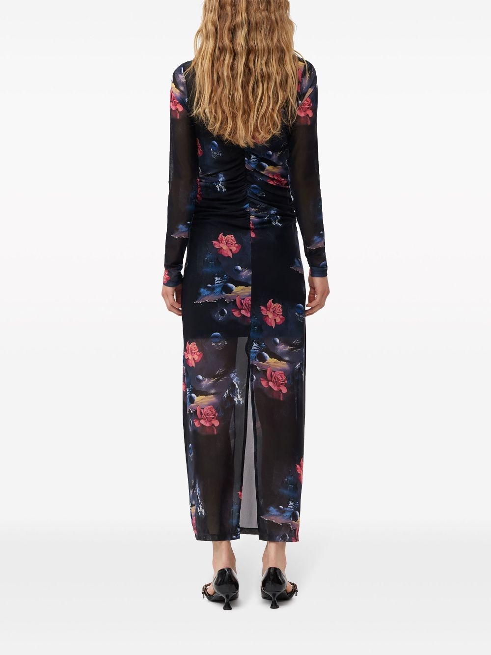 floral-print ruched maxi dress - 4
