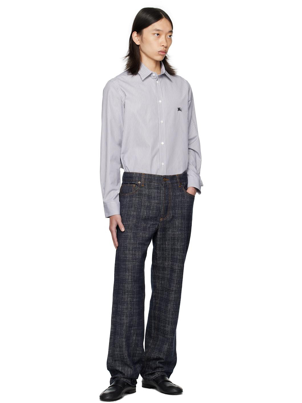 Black & White Striped Cotton Shirt - 5