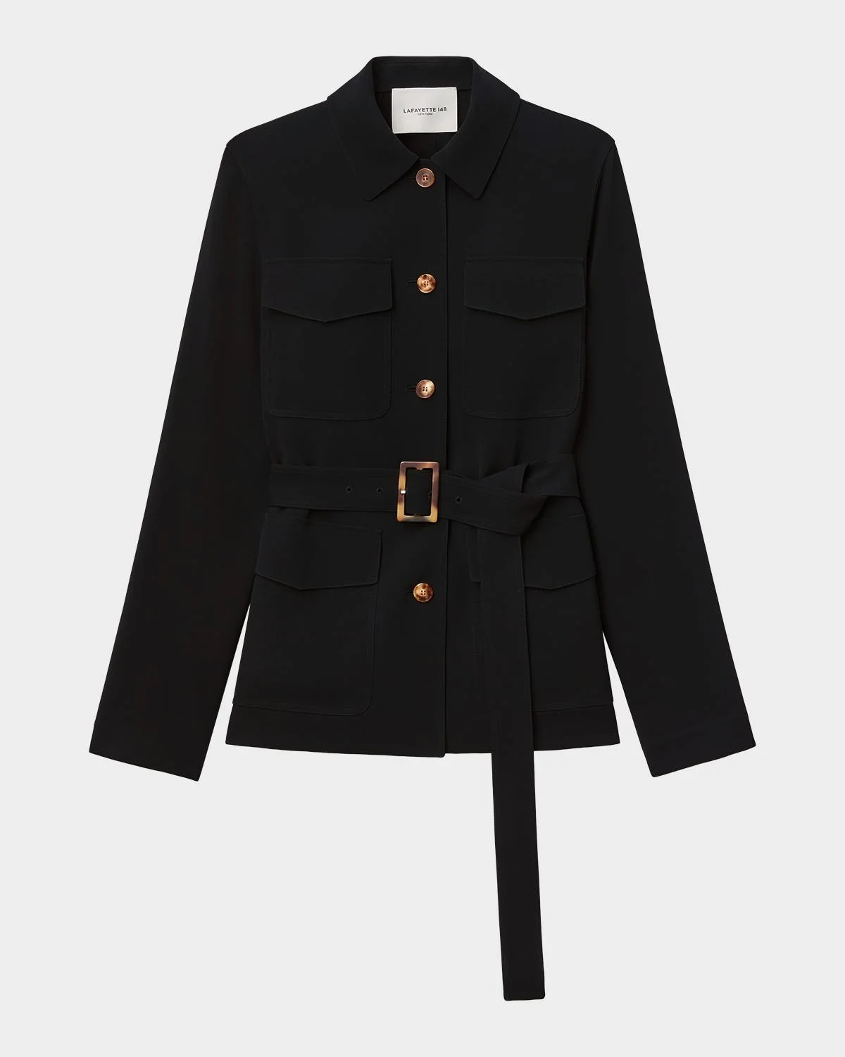 Belted Finesse Crepe Shirt Jacket - 1