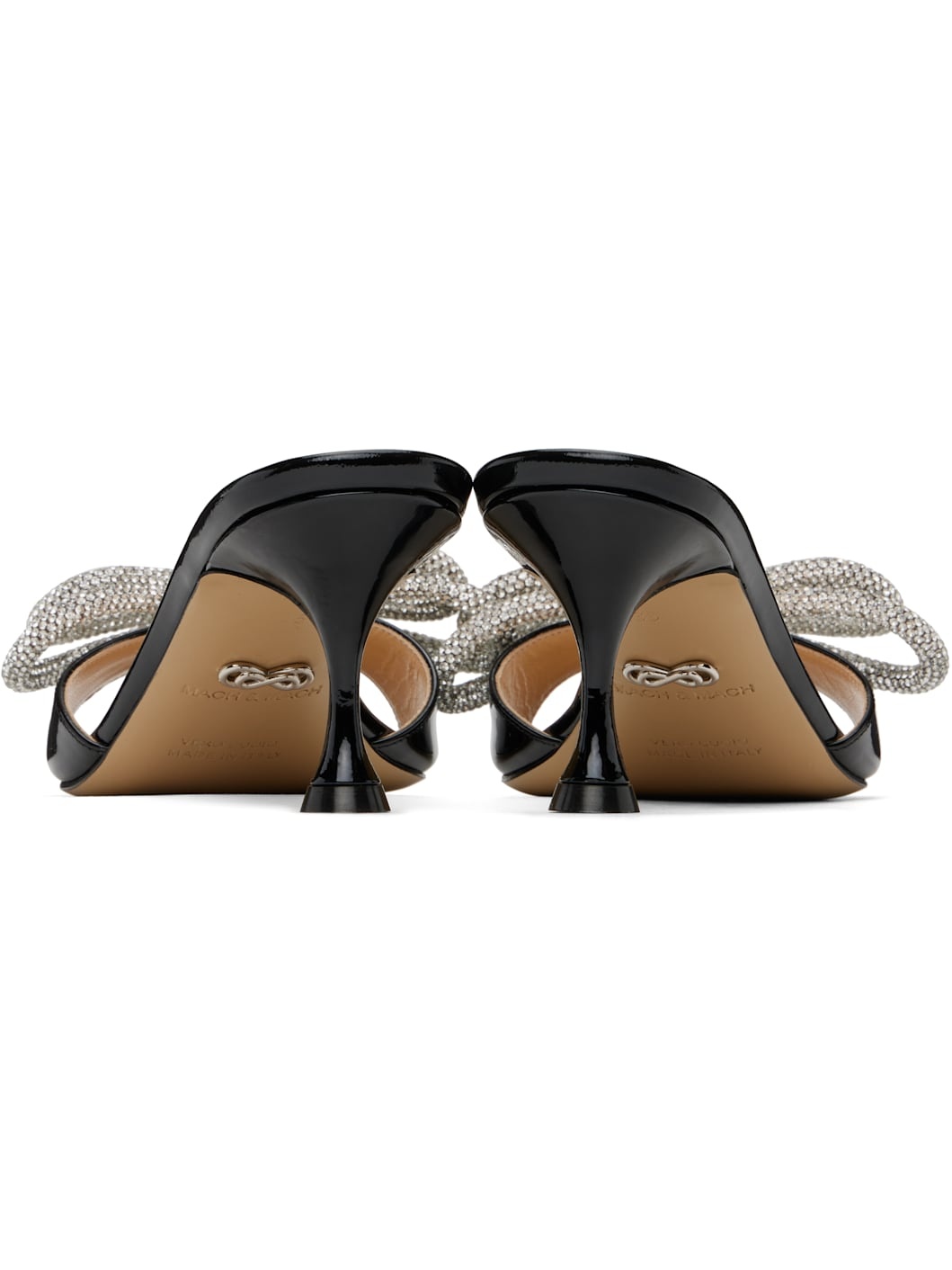 Black Double Bow Patent Mules - 2