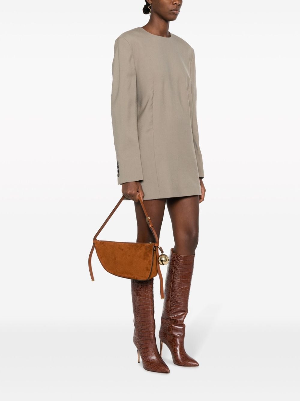 Shield Sling suede shoulder bag - 2