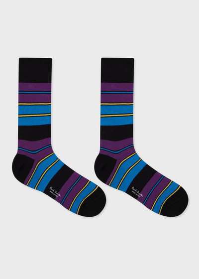 Paul Smith Black and Purple Cotton-Blend Stripe Socks outlook