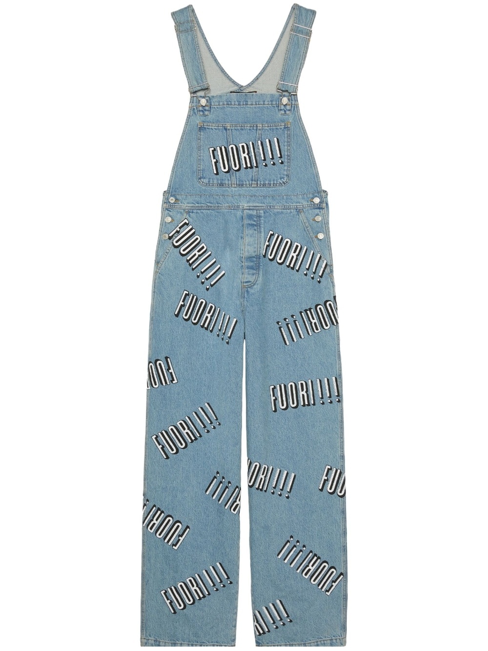 Fuori slogan denim overalls - 1