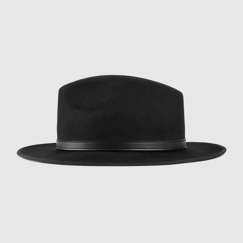 GUCCI Wool hat with leather detail outlook