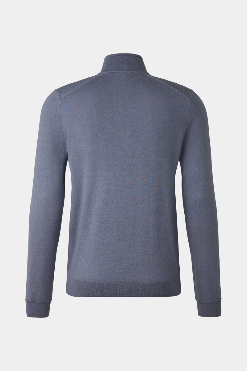 BOGNER Ouri Fine-knit half-zippered sweater in Blue gray outlook