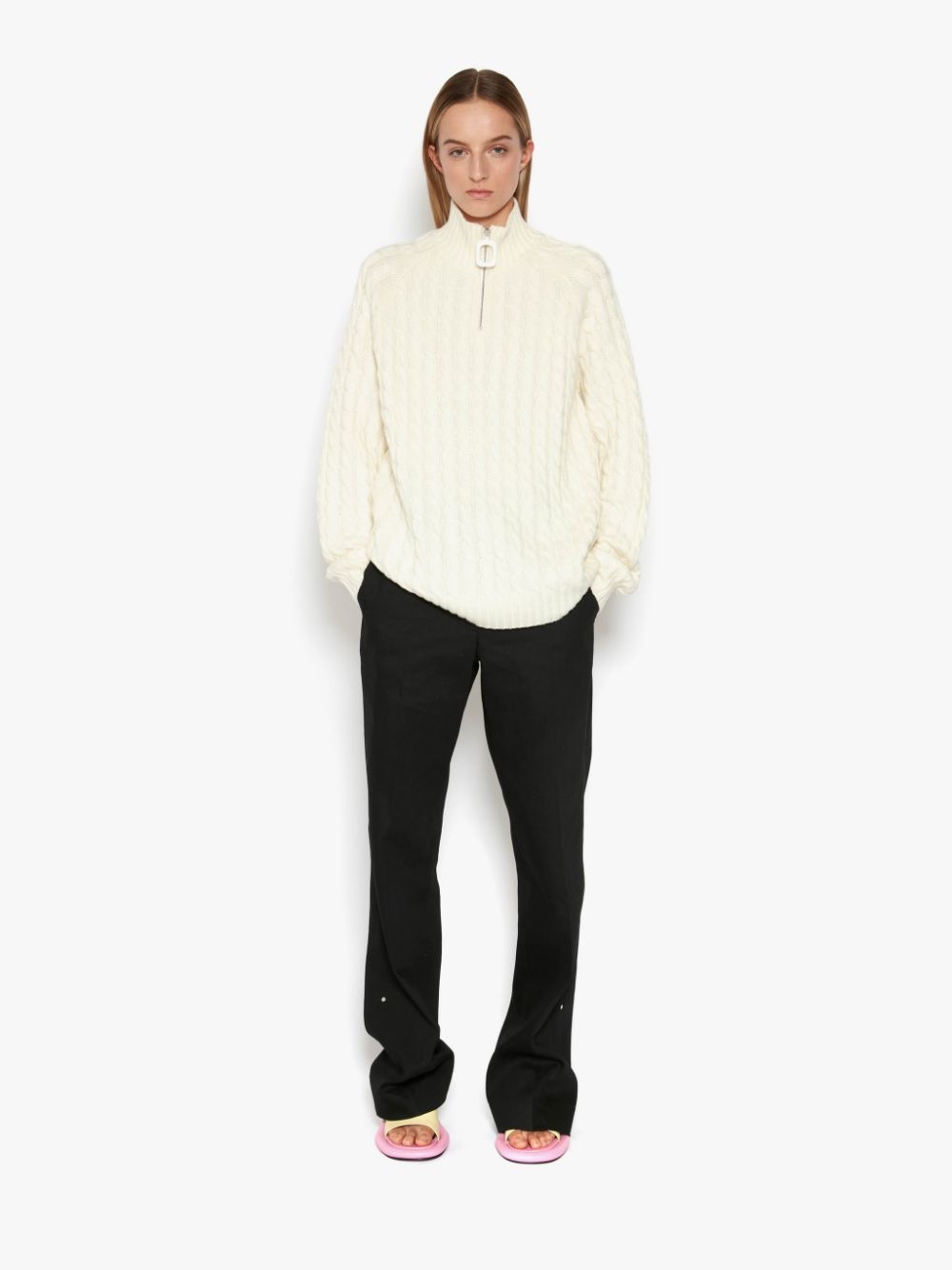 CABLE KNIT HENLEY JUMPER - 5