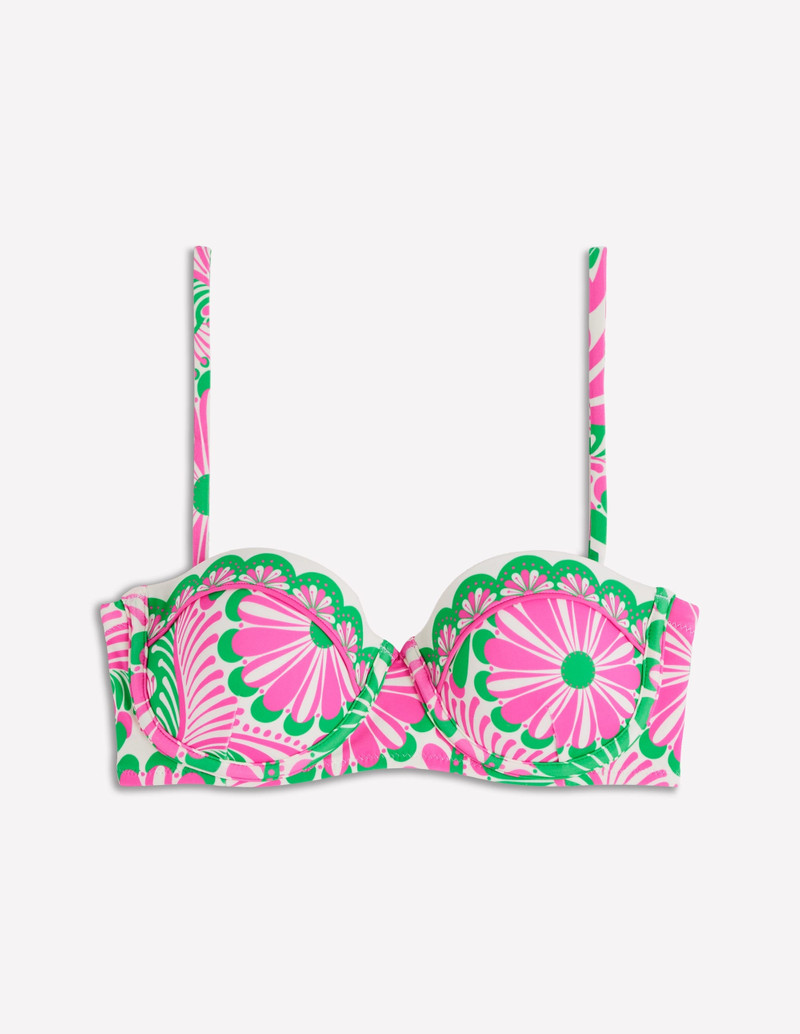 Rhodes Cup-Size Bikini Top-Pink, Euphoric Gardens - 1