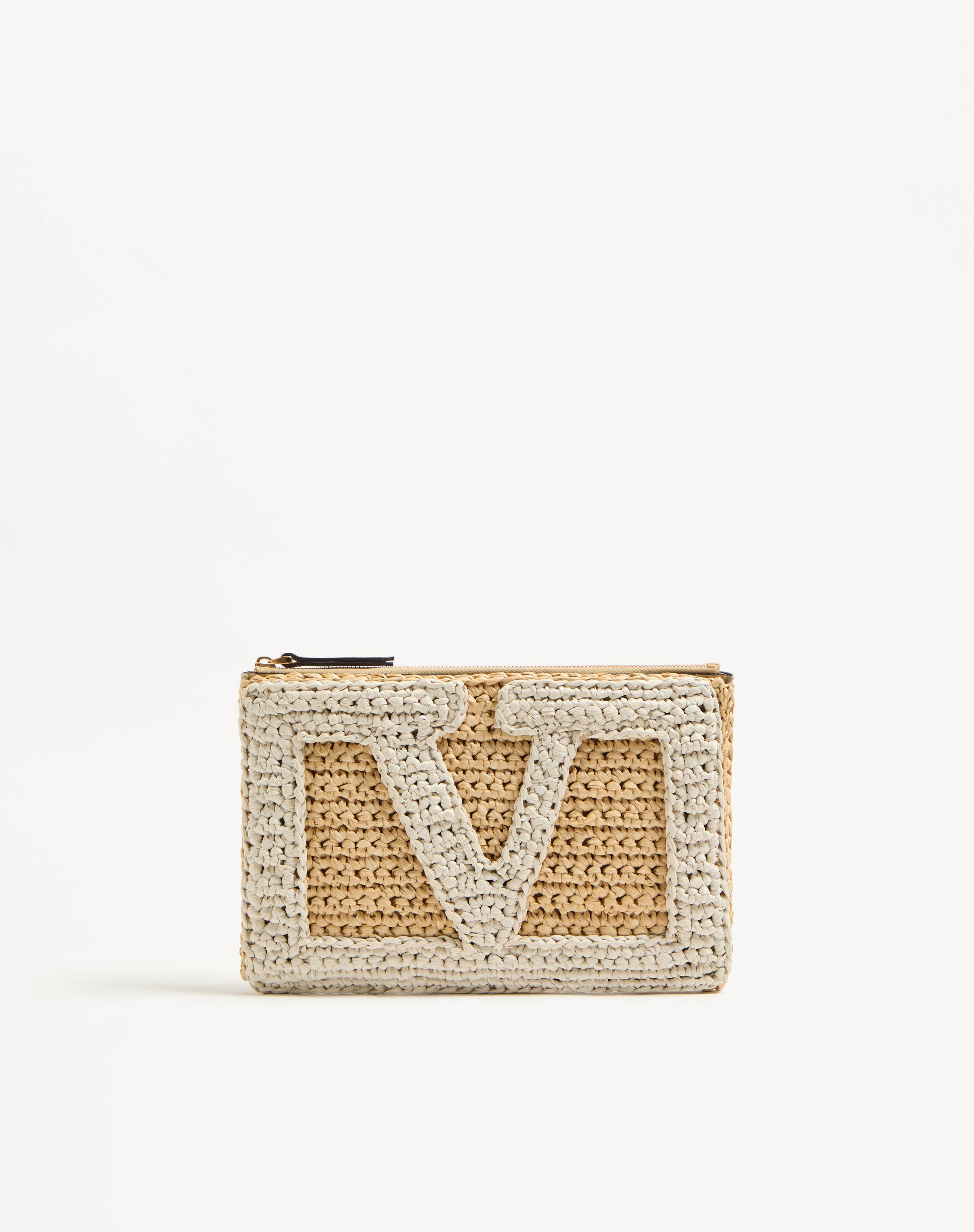 VALENTINO GARAVANI VIVA SUPERSTAR SYNTHETIC RAFFIA POUCH - 1