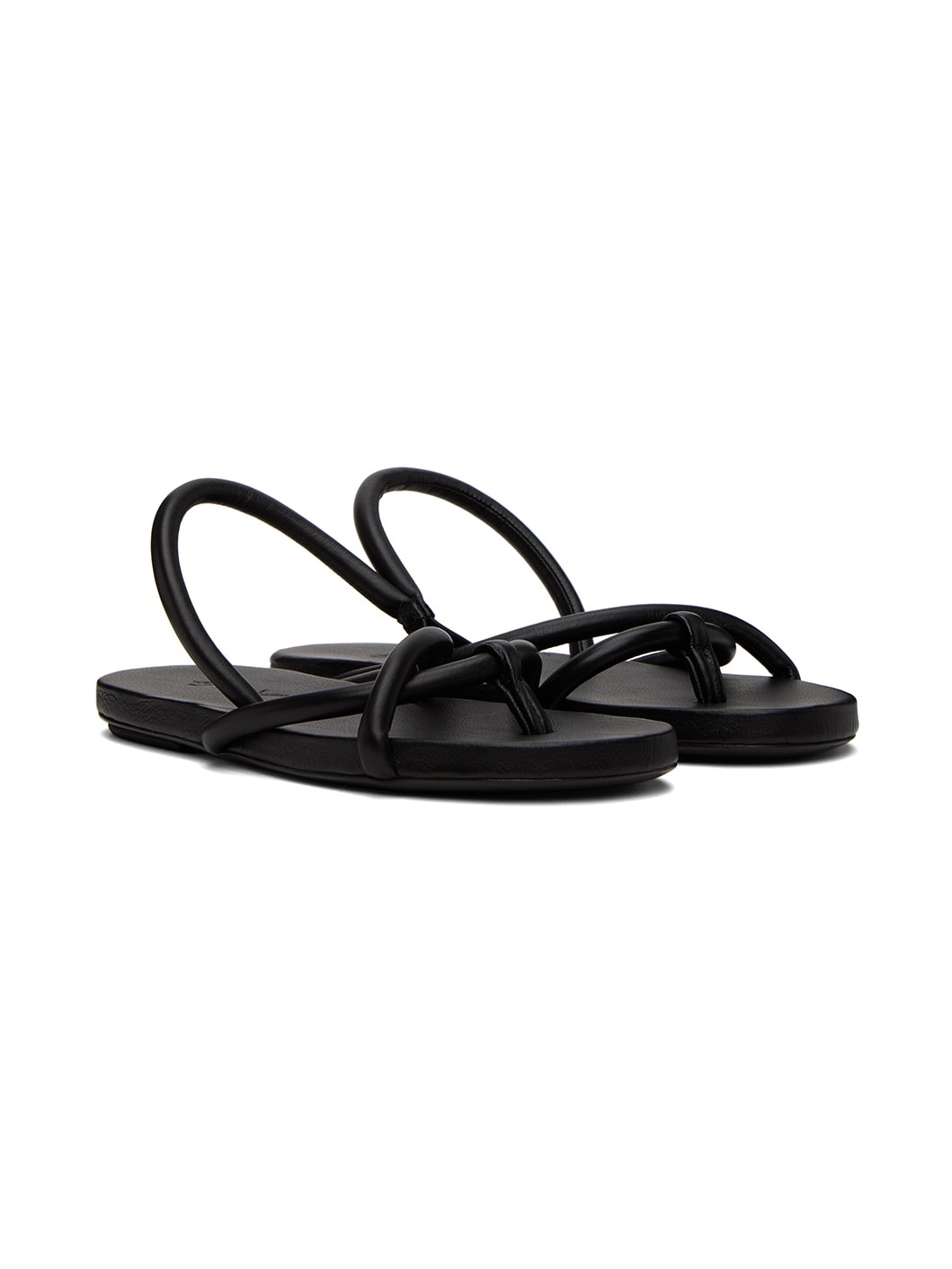 Black Spanciata Flat Sandals - 4