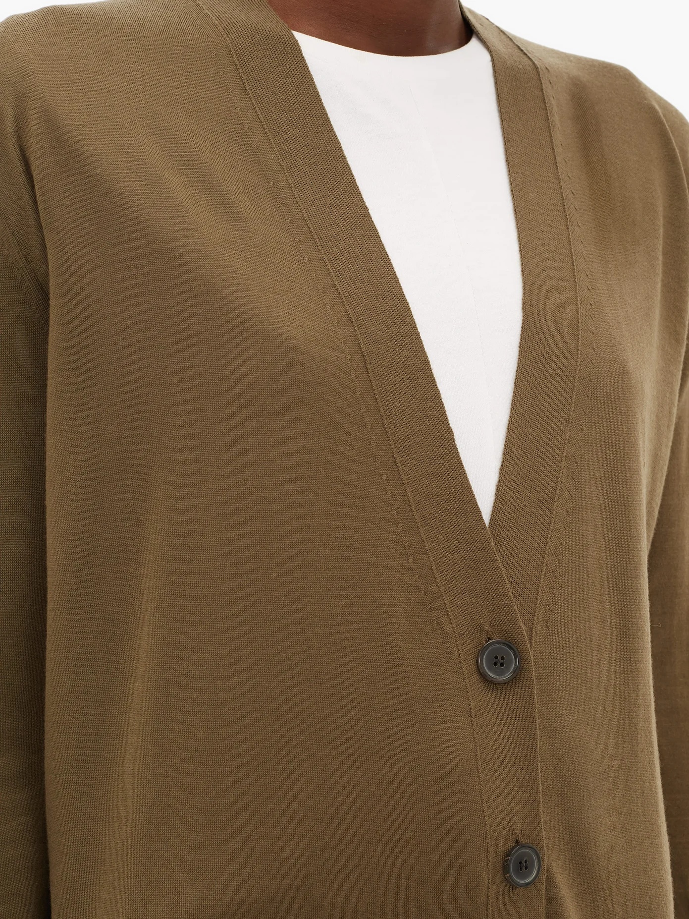 Asymmetric pocket-logo wool cardigan - 3