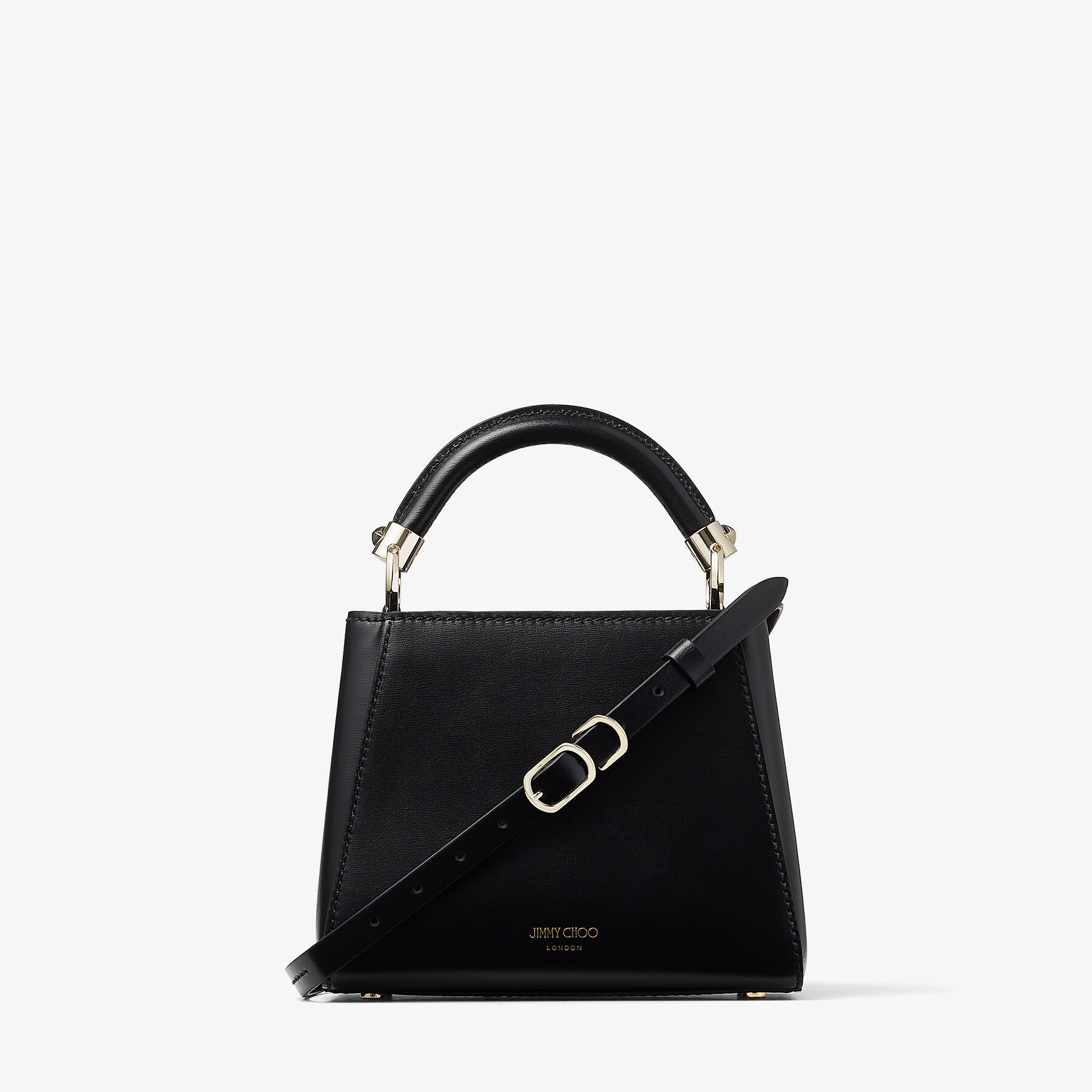 Varenne Top Handle Mini
Black Leather Top Handle Bag with Crystal Bar and JC Emblem - 8