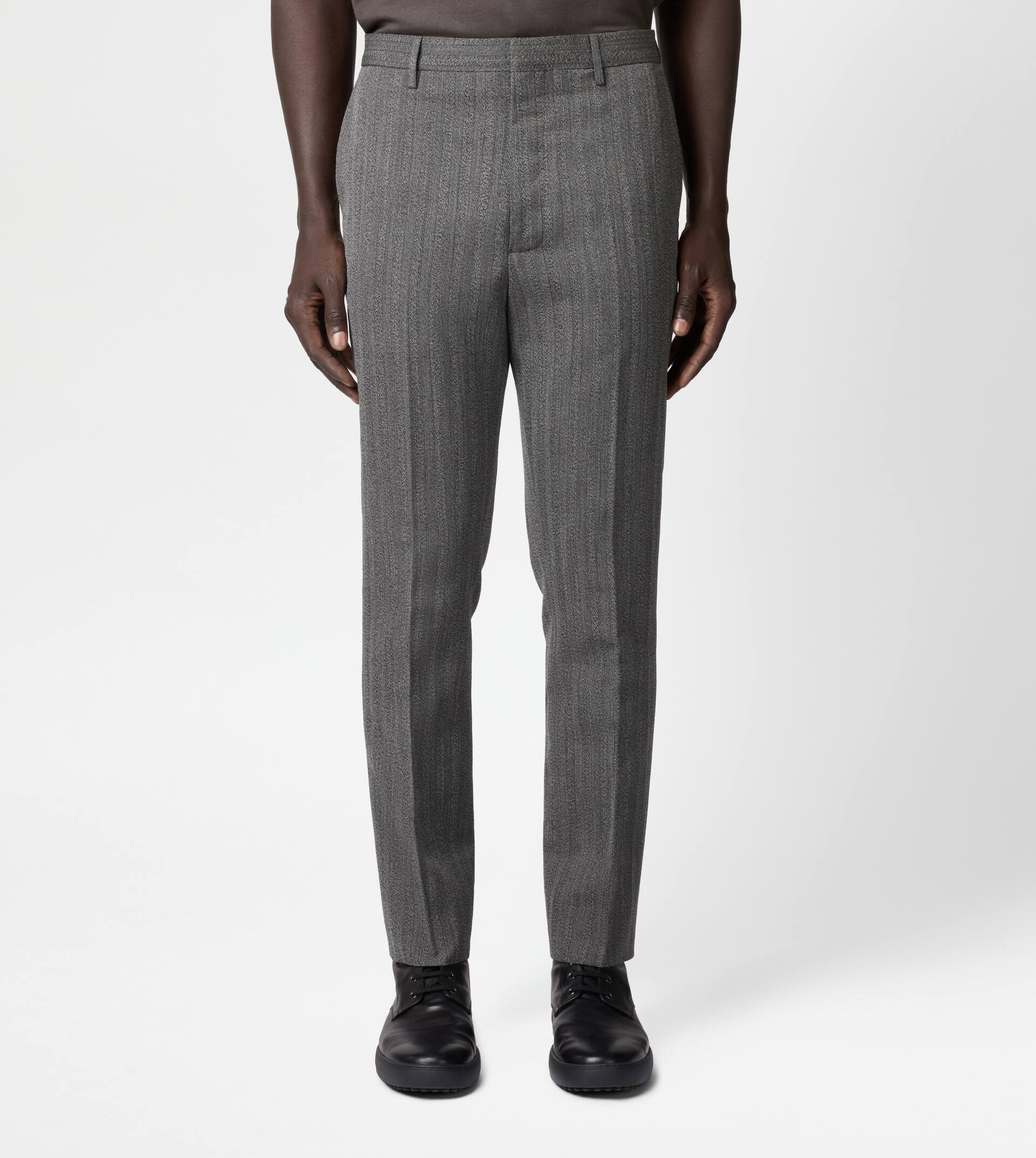 WOOL BLEND SLIM FIT PANTS - GREY - 3