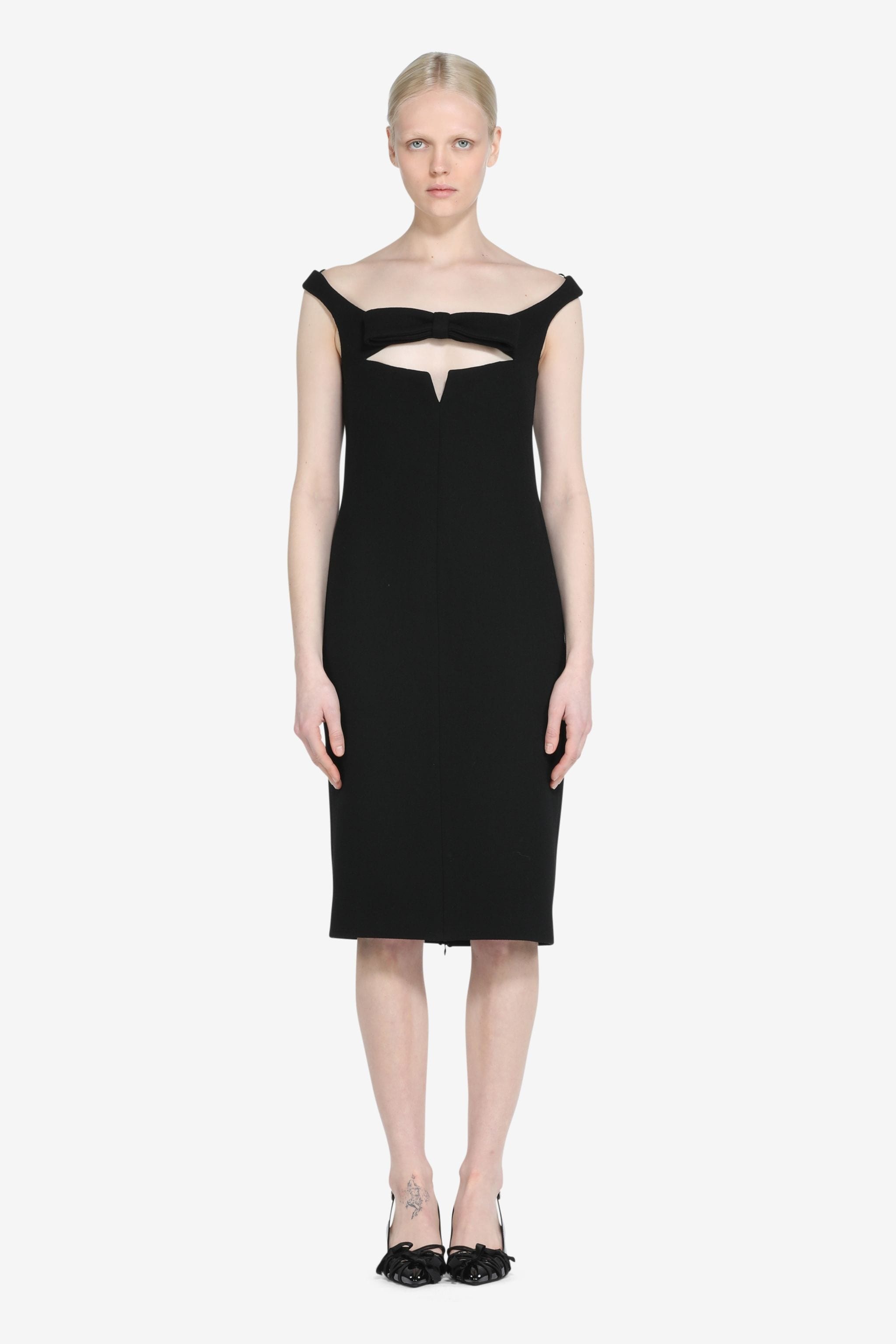 BOW-EMBELLISHED MIDI DRESS - 1