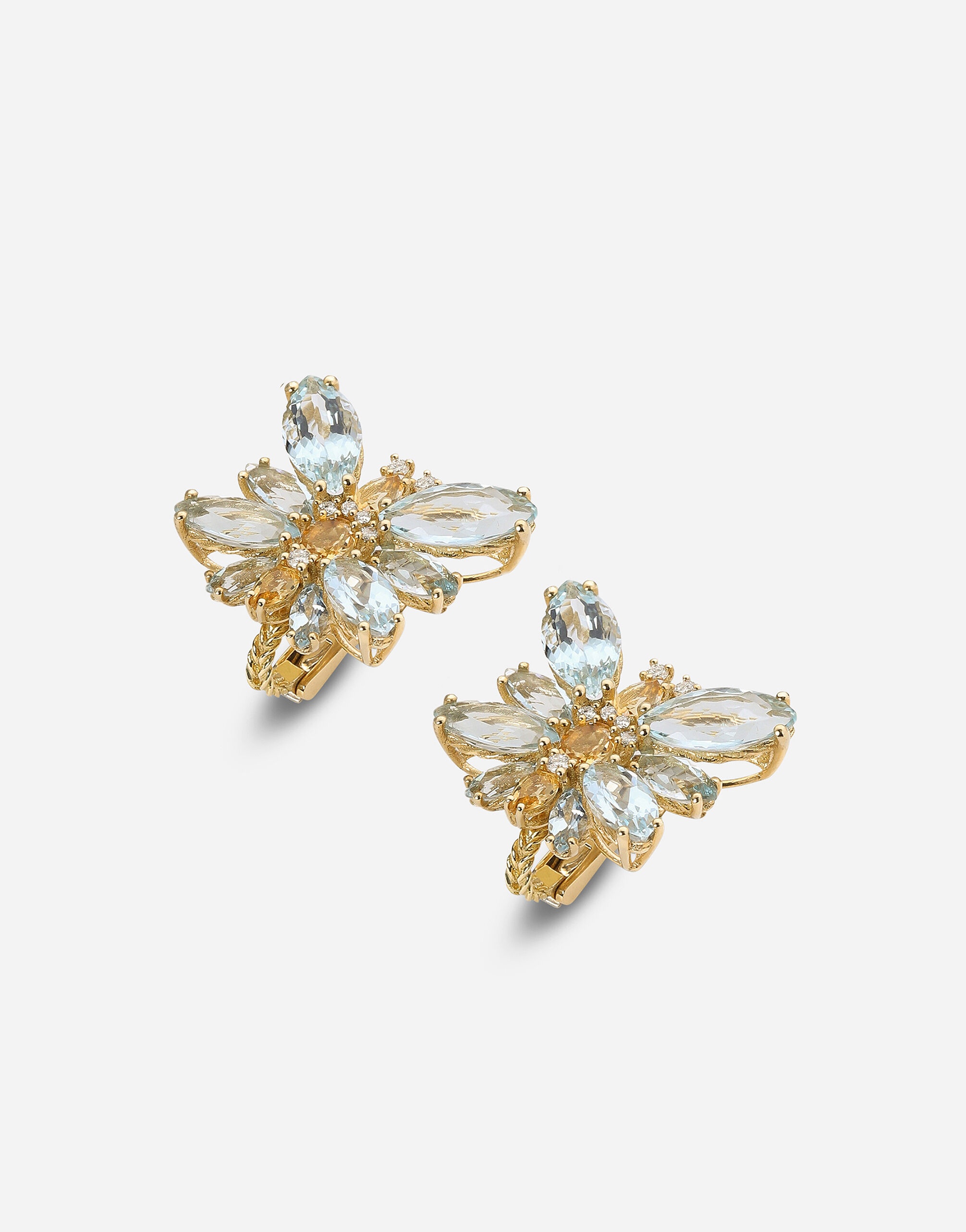 Spring earrings in yellow 18kt gold with aquamarine butterfly - 3