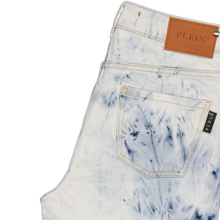 Philipp Plein Bleached High-Waist Denim Hot Pants - 2