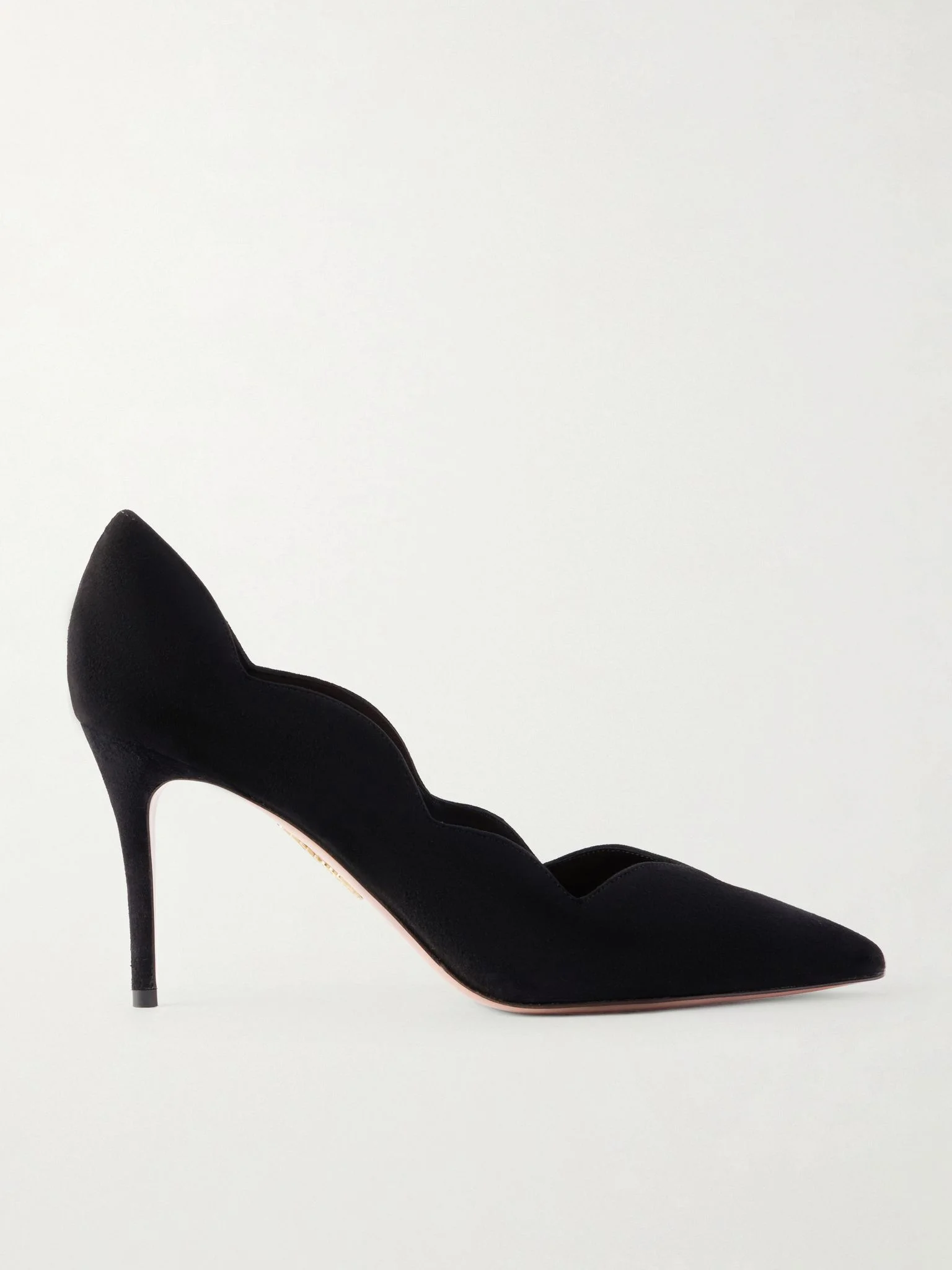 Petal 85 scalloped suede pumps Black - 1