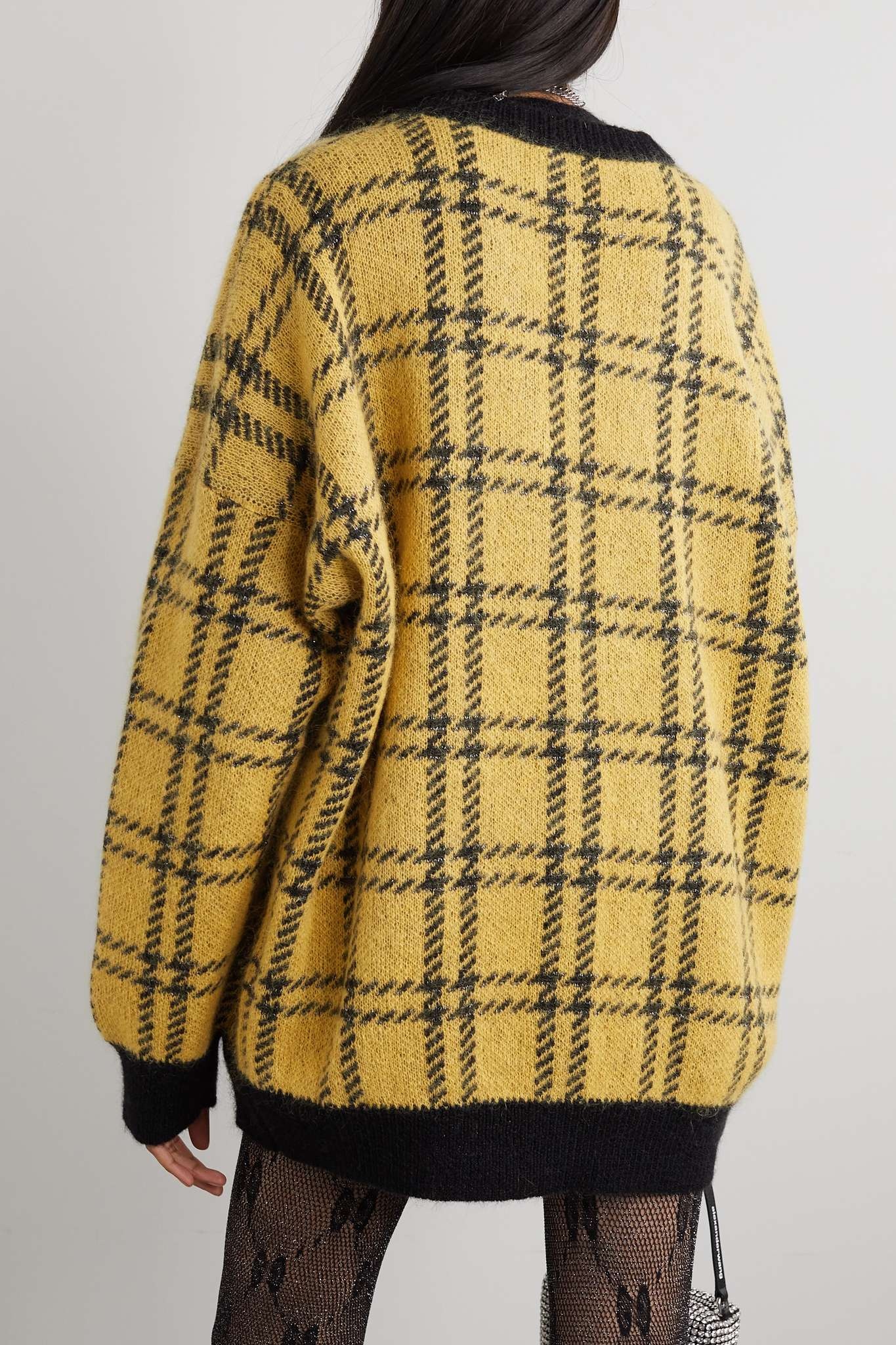 Metallic checked knitted cardigan - 4