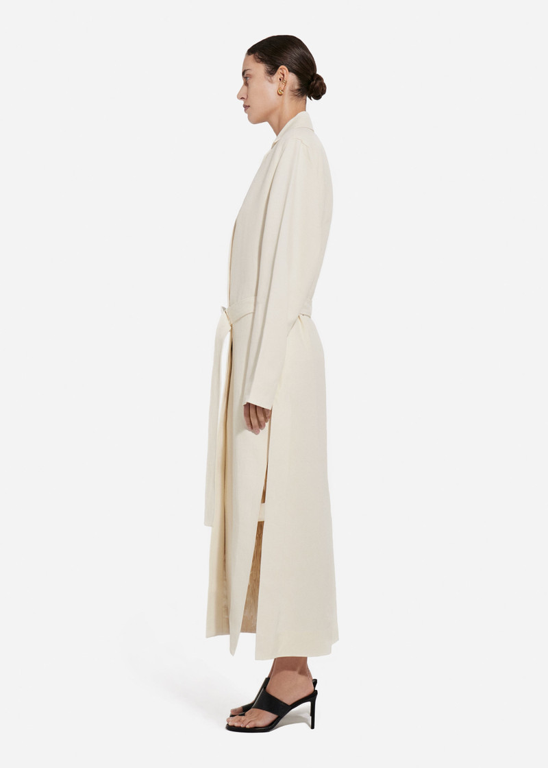 Belted Notch Collar Coat in Viscose Linen 4