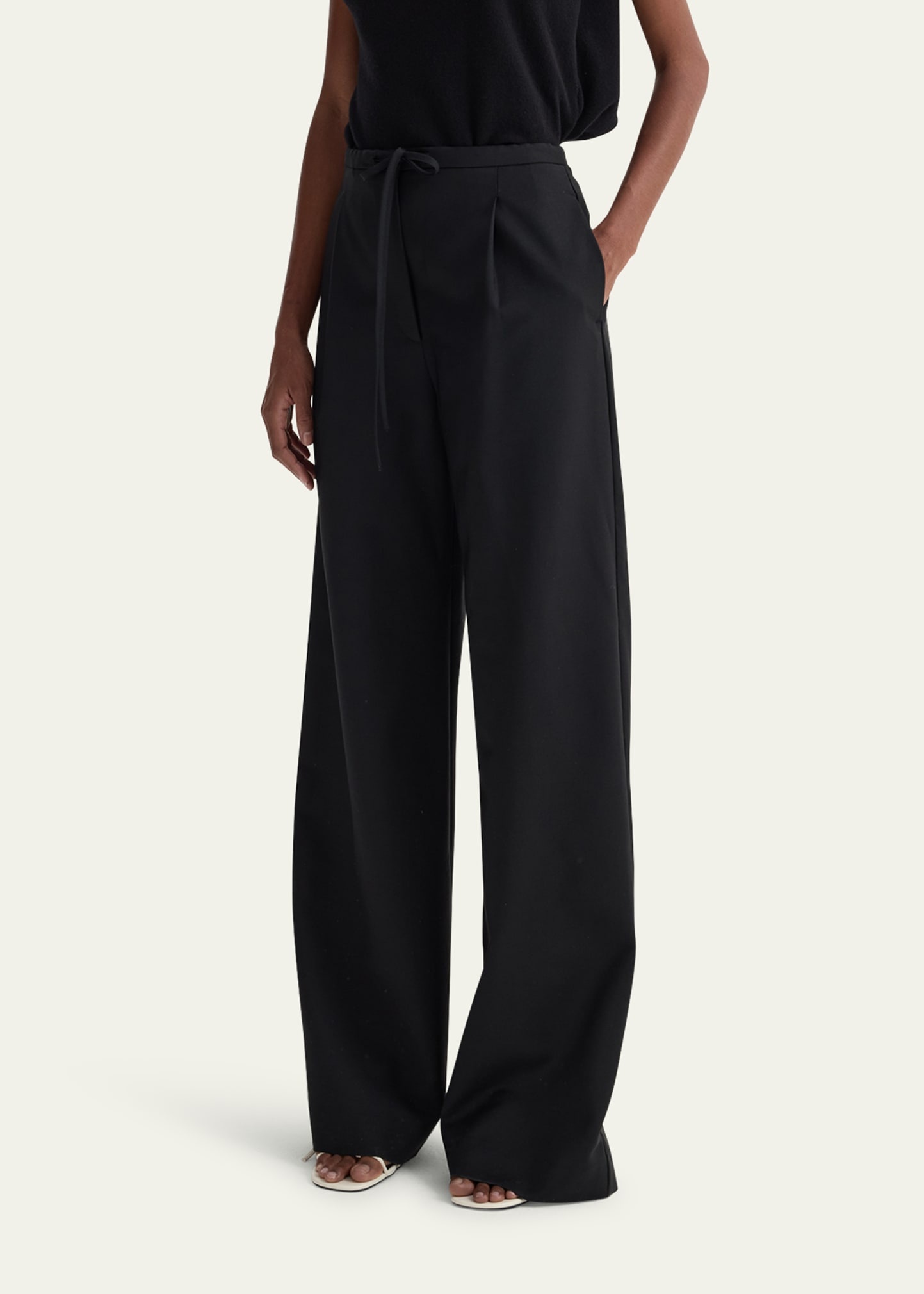 Relaxed Wool Drawstring Trousers - 4