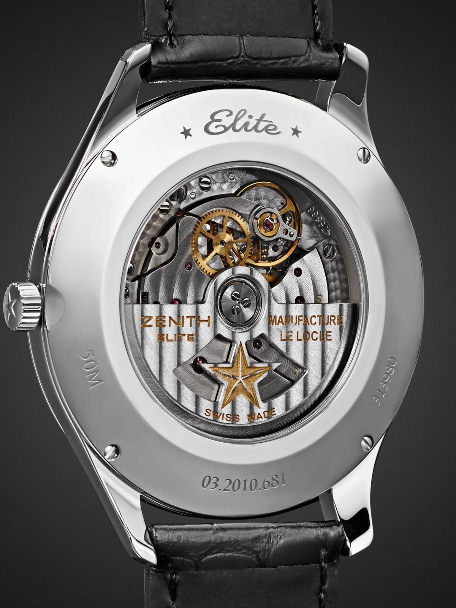 Elite Ultra-Thin Roman Dial 40mm Stainless Steel and Alligator Watch, Ref. No. 03.2010.681/11.C493 - 5