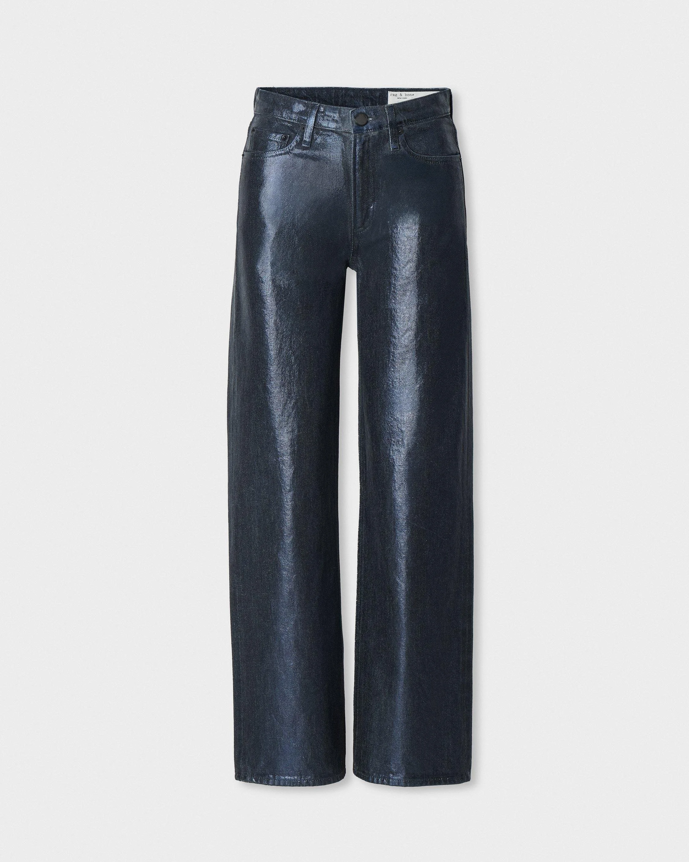 Logan Foil-Coated Wide-Leg Jean Mid-Rise in Rigid Denim - 1