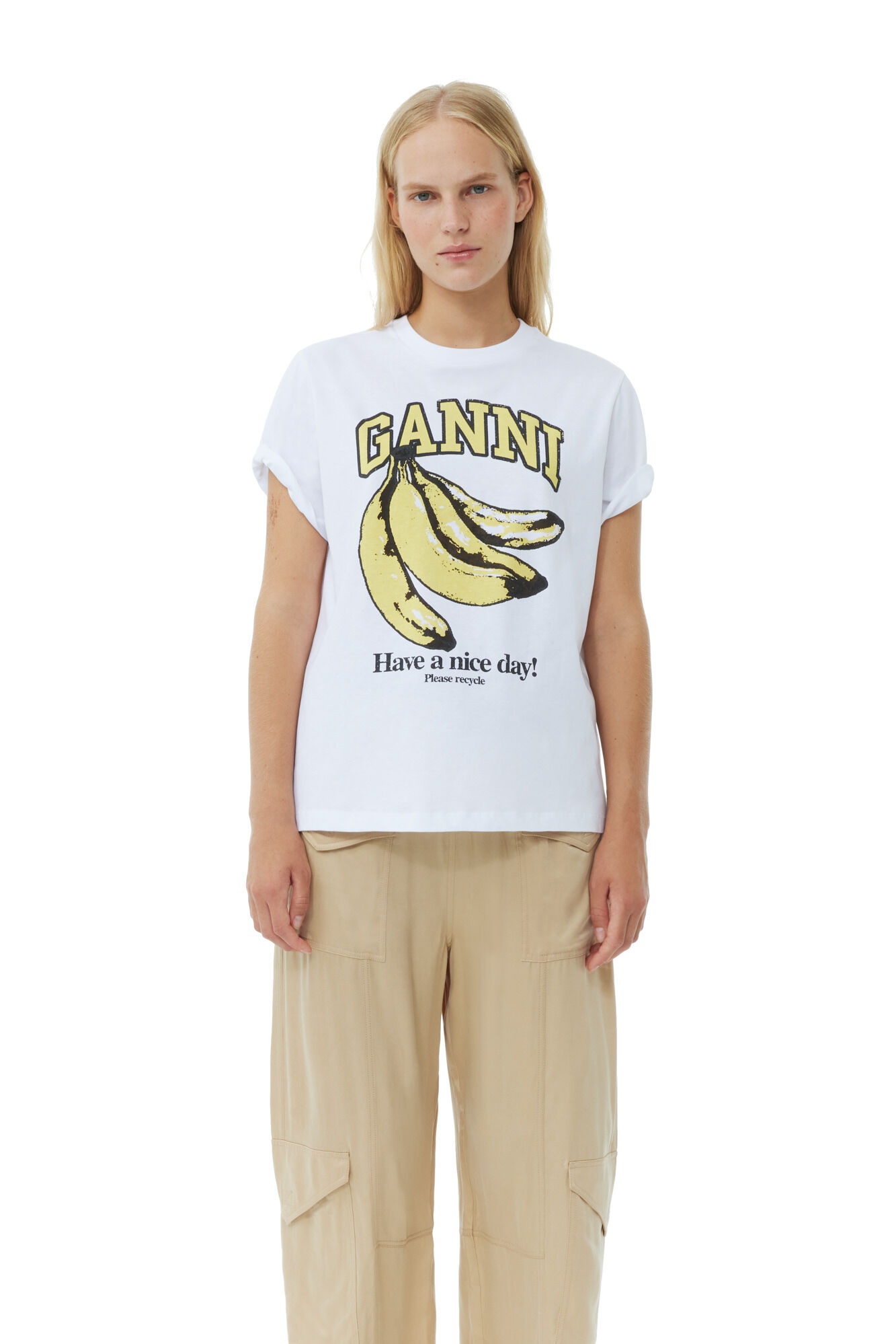 WHITE RELAXED BANANA T-SHIRT - 2