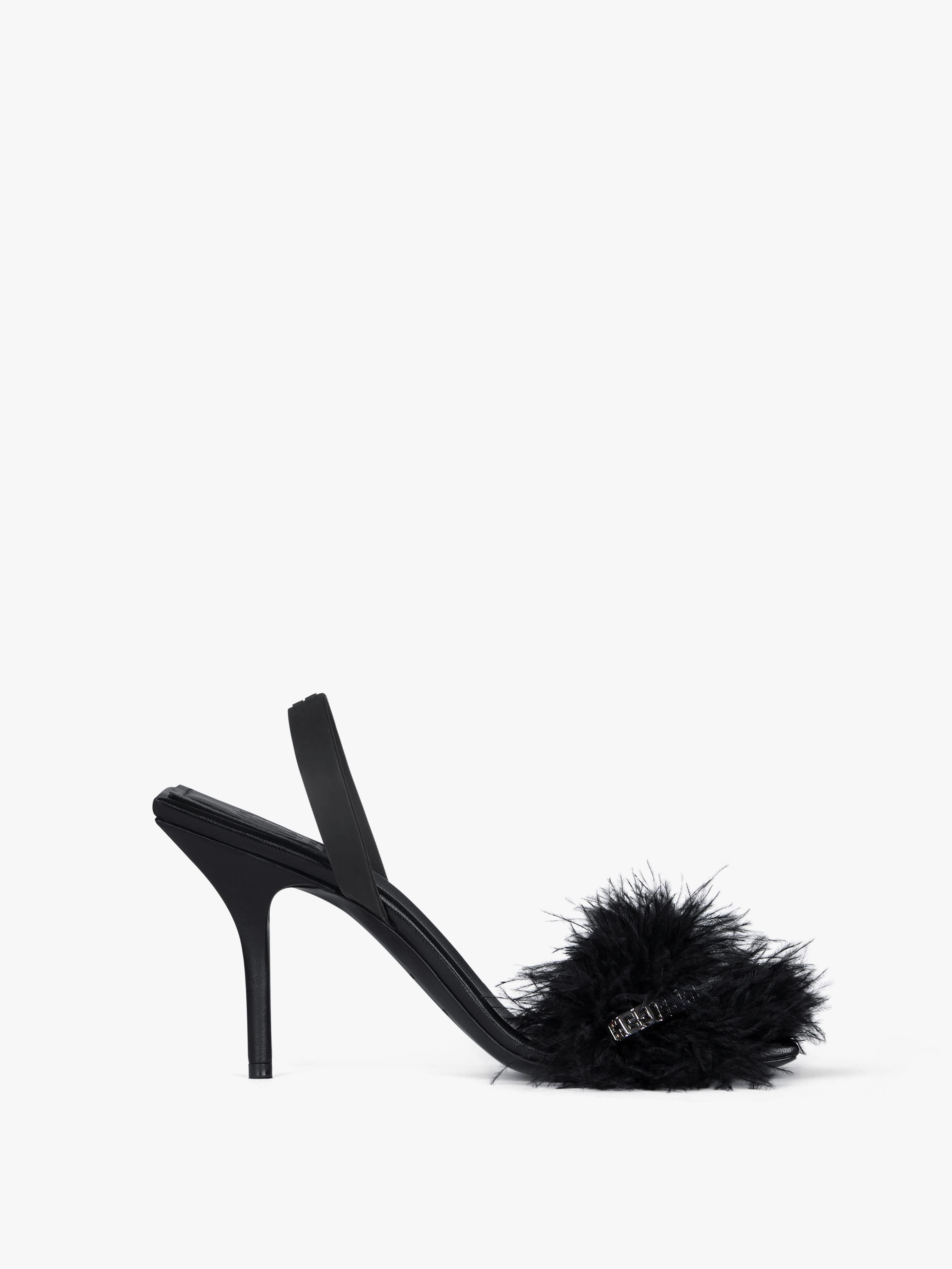 G WOVEN SANDALS IN FEATHERS AND LEATHER - 1