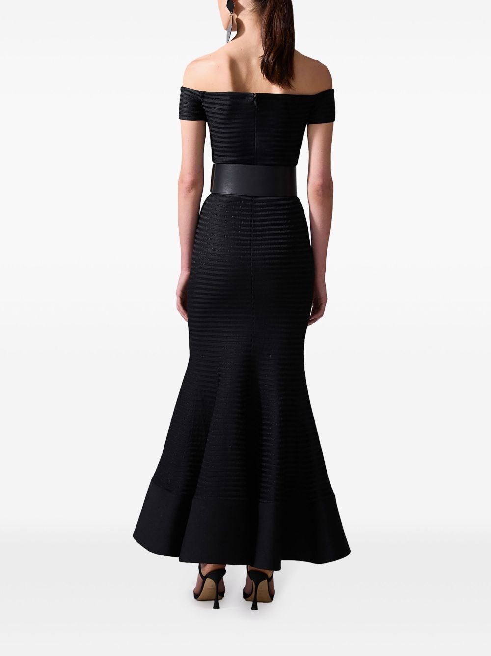 striped off-shoulder maxi dress - 3