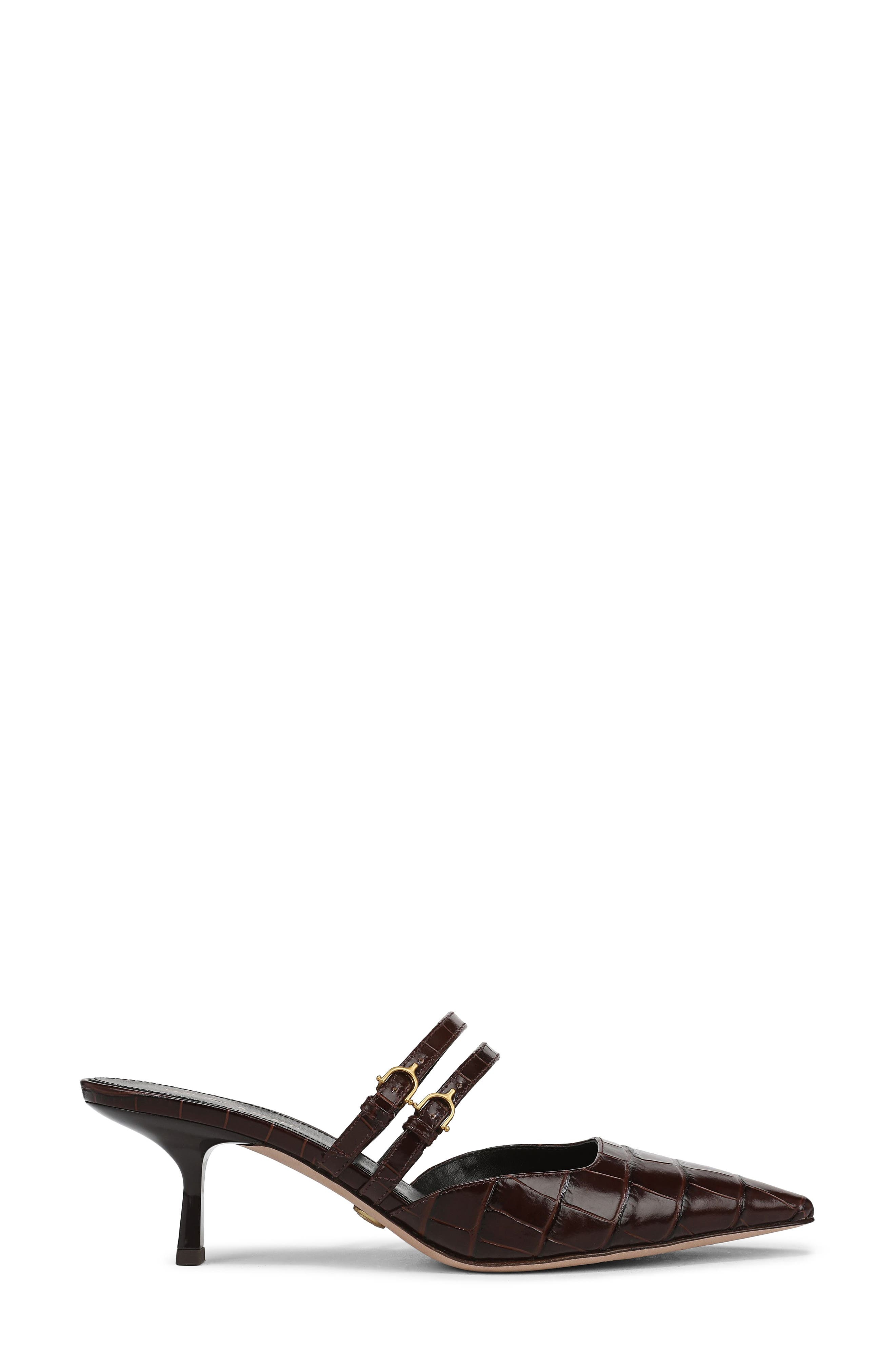 Veronica Beard Corrie Croc Embossed Pointed Toe Pump in Chocolate at Nordstrom - 3