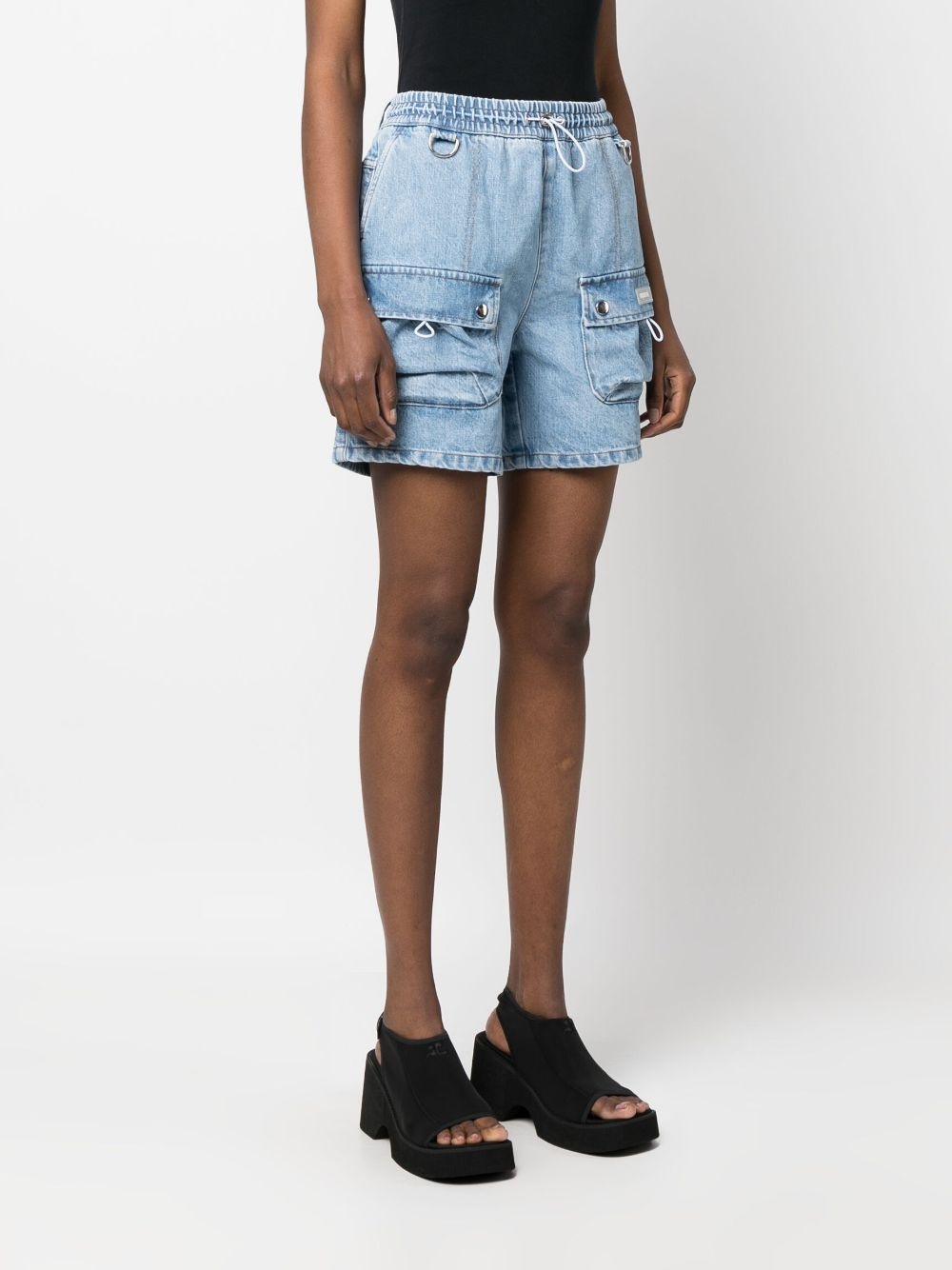 denim cargo shorts - 3