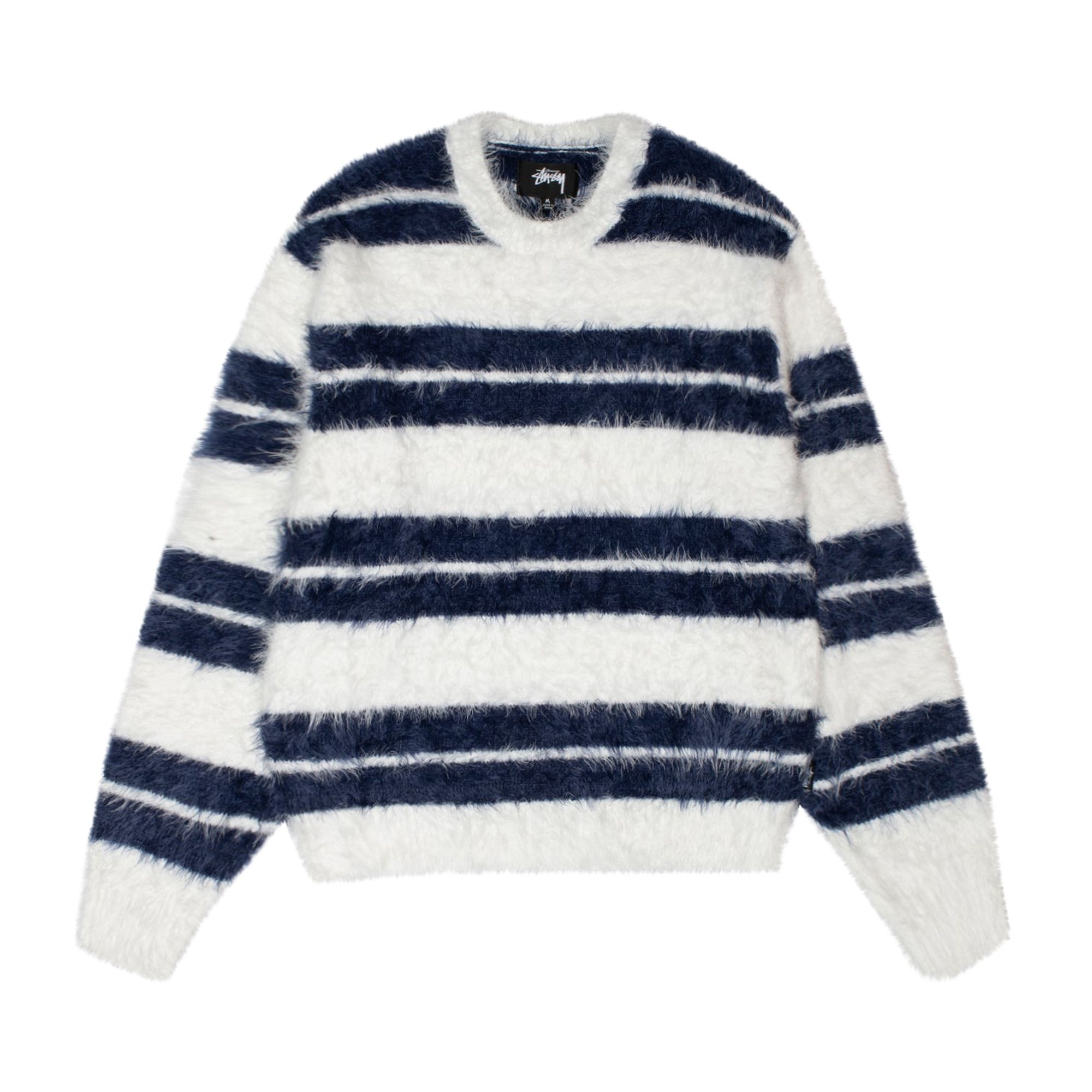 Stussy Hairy Stripe Crew Sweater 'Ivory/Navy' - 1