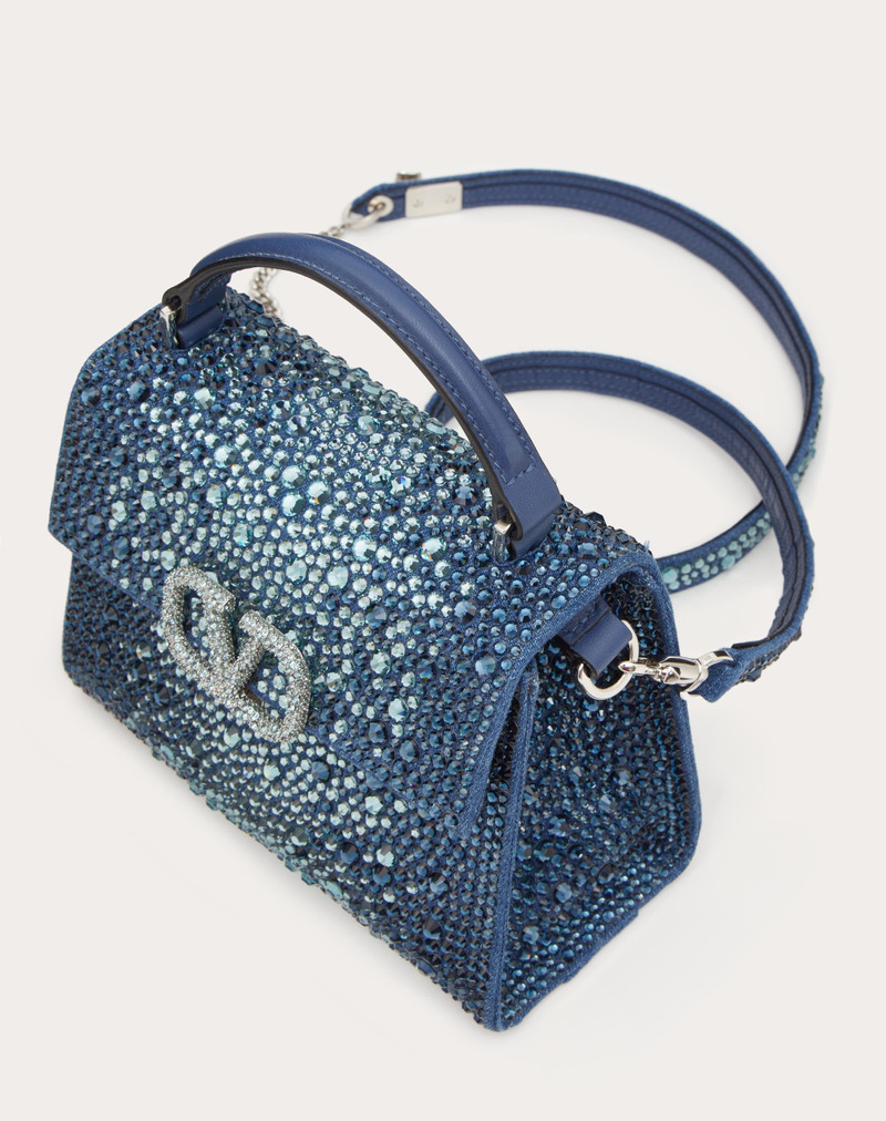 Valentino MINI VSLING DENIM HANDBAG WITH RHINESTONES outlook