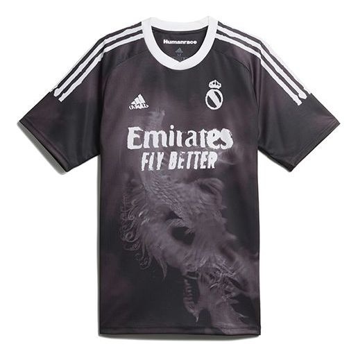 adidas x Crossover Printing Soccer/Football Sports Short Sleeve Jersey real Madrid Black GJ9110 - 1